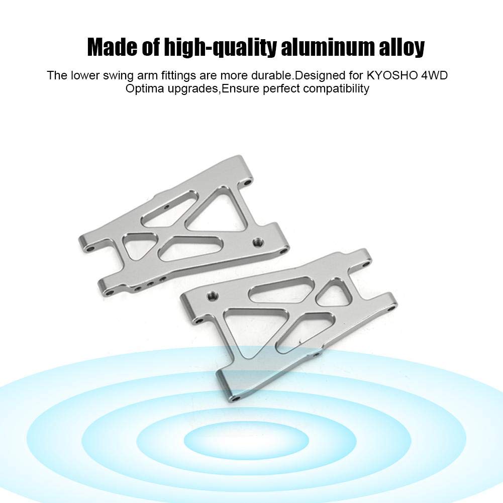 Dilwe RC Rear Lower Arm - 2PCS Metal Rear Lower Swing Suspension Arm for KYOSHO 4WD Optima 1/10 RC Off-Road Car (Silver) | Upgrade & Replace Worn Parts for Smoother Off-Road Racing Performance