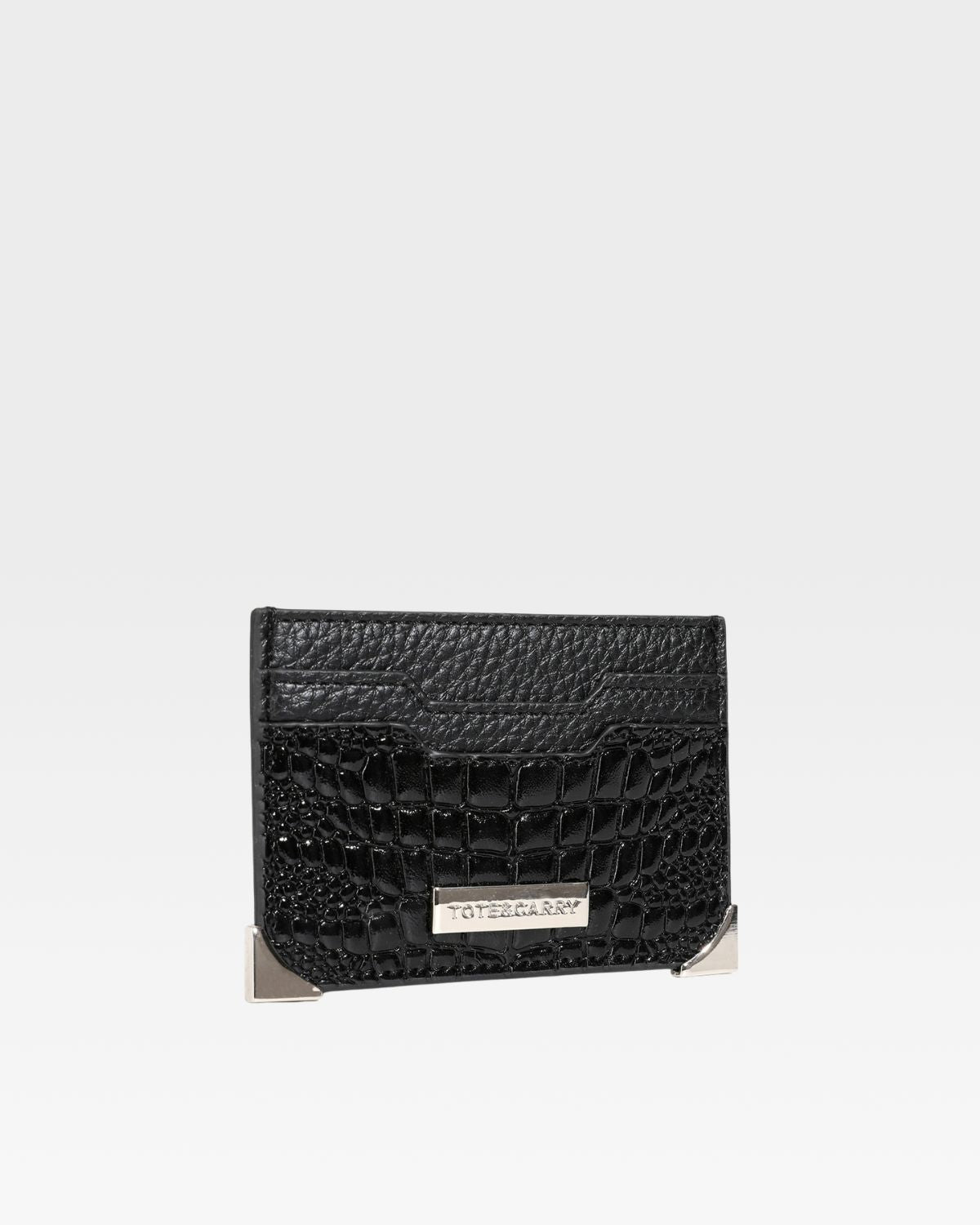 Black Croc Card Holder Wallet - Slim RFID Blocking Credit Card Case for Men & Women - Perfect for Travel, Shopping & Everyday Use