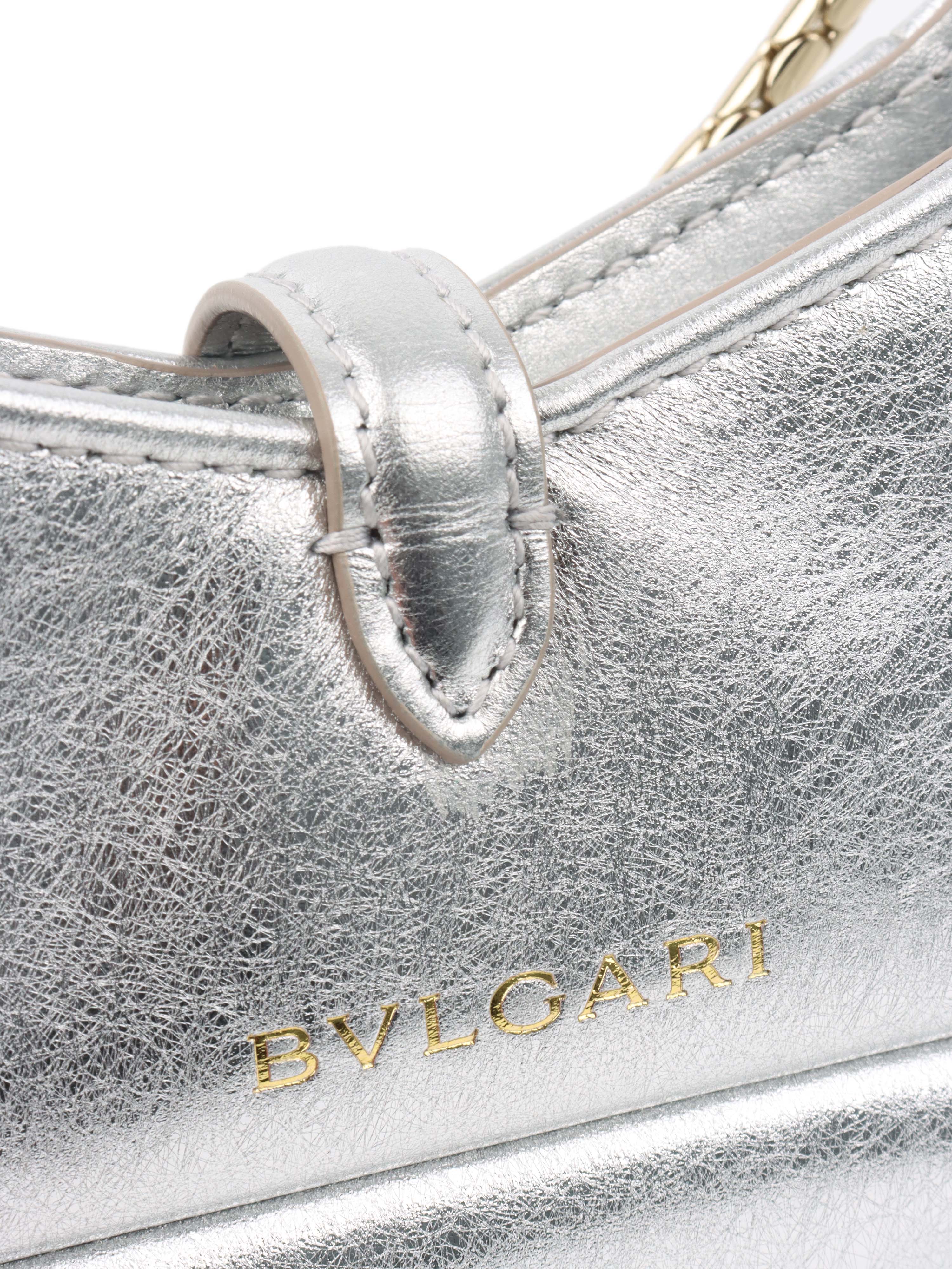 Bvlgari Metallic Silver Mini Serpenti Shoulder Bag - Luxury Designer Crossbody Purse for Women | Perfect for Evening Parties, Date Nights & Special Occasions