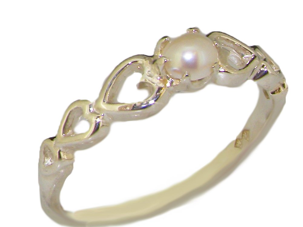 925 Sterling Silver Cultured Pearl Women's Band Ring - Elegant Stackable Jewelry for Everyday Wear & Special Occasions