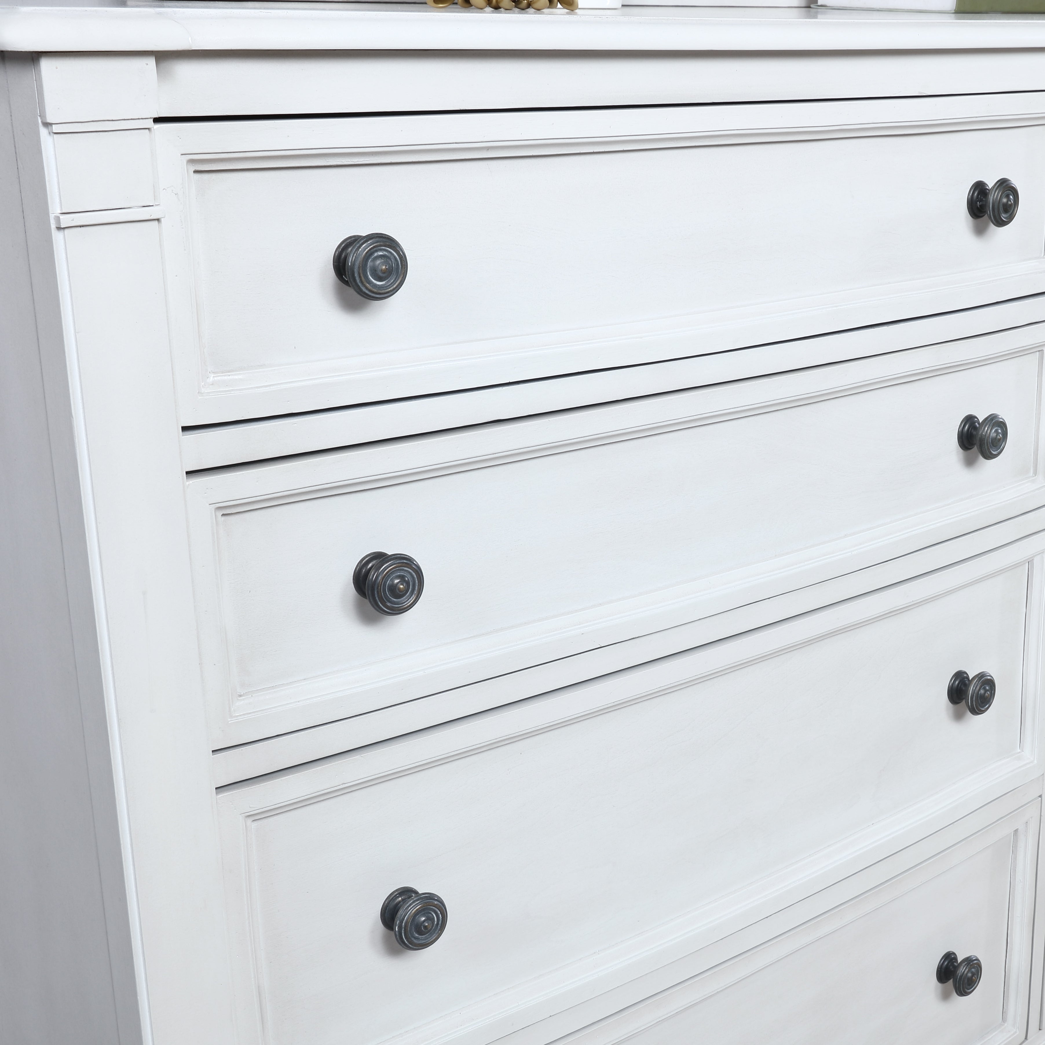 White Saline Wood Planked Style 5-Drawer Chest - Rustic Farmhouse Bedroom Dresser for Storage & Organization | Perfect for Master Bedroom, Guest Room, or Nursery