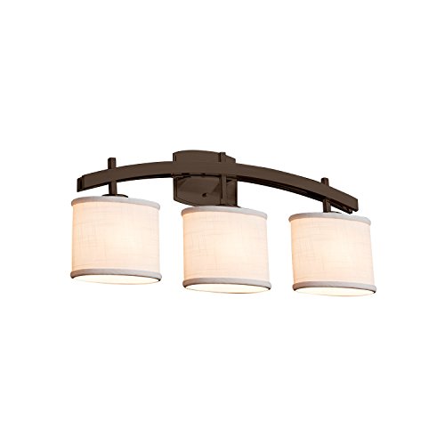 FAB-8593-30 3-Light Bathroom Vanity Light Fixture - Oval Dark Bronze Finish with Cream Fabric Shade for Modern Bathroom Decor | Perfect for Master Bath, Powder Room & Spa Lighting