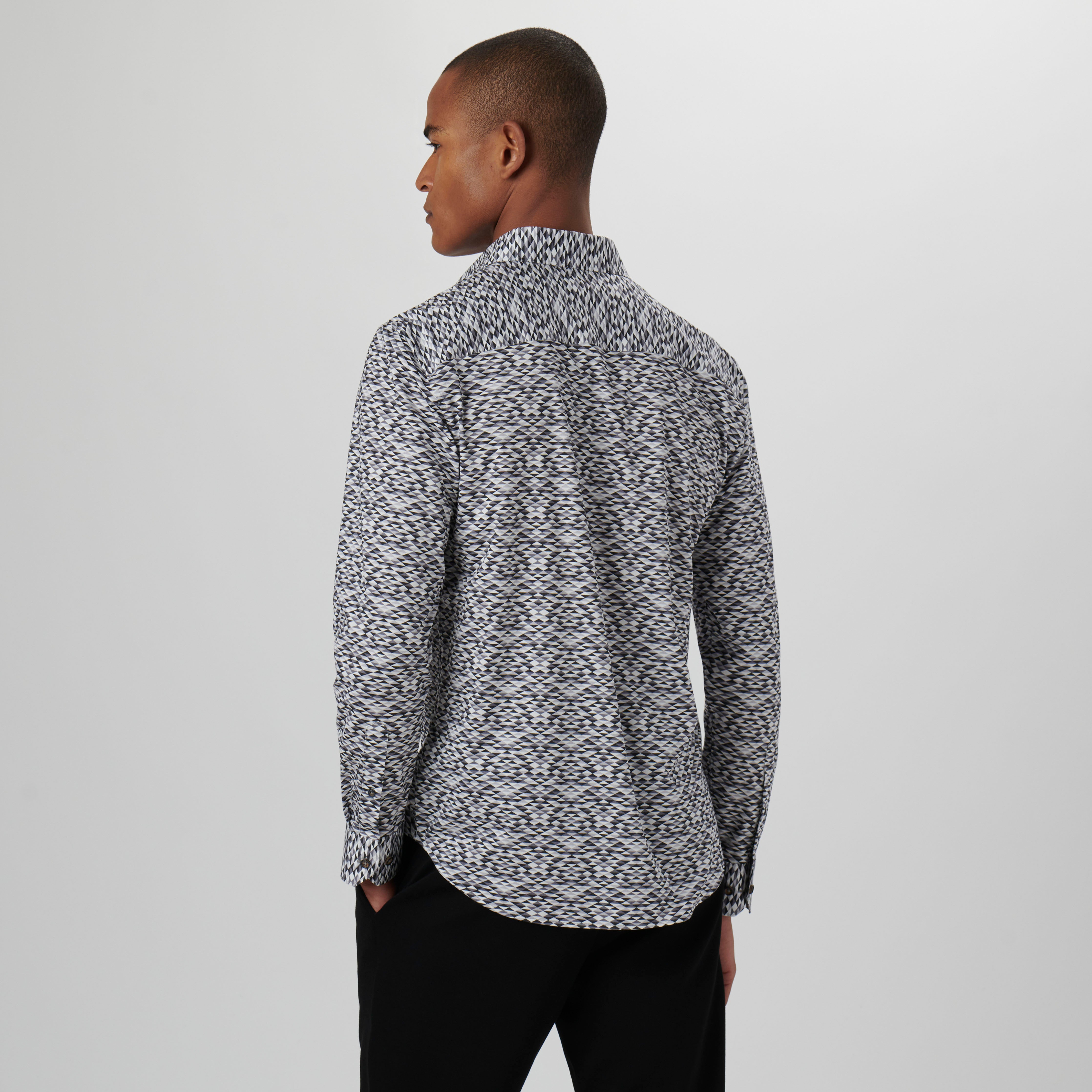James Geometric Print Cotton Shirt for Men - Trendy Casual Button Down Top for Office, Date Night & Summer Outfits