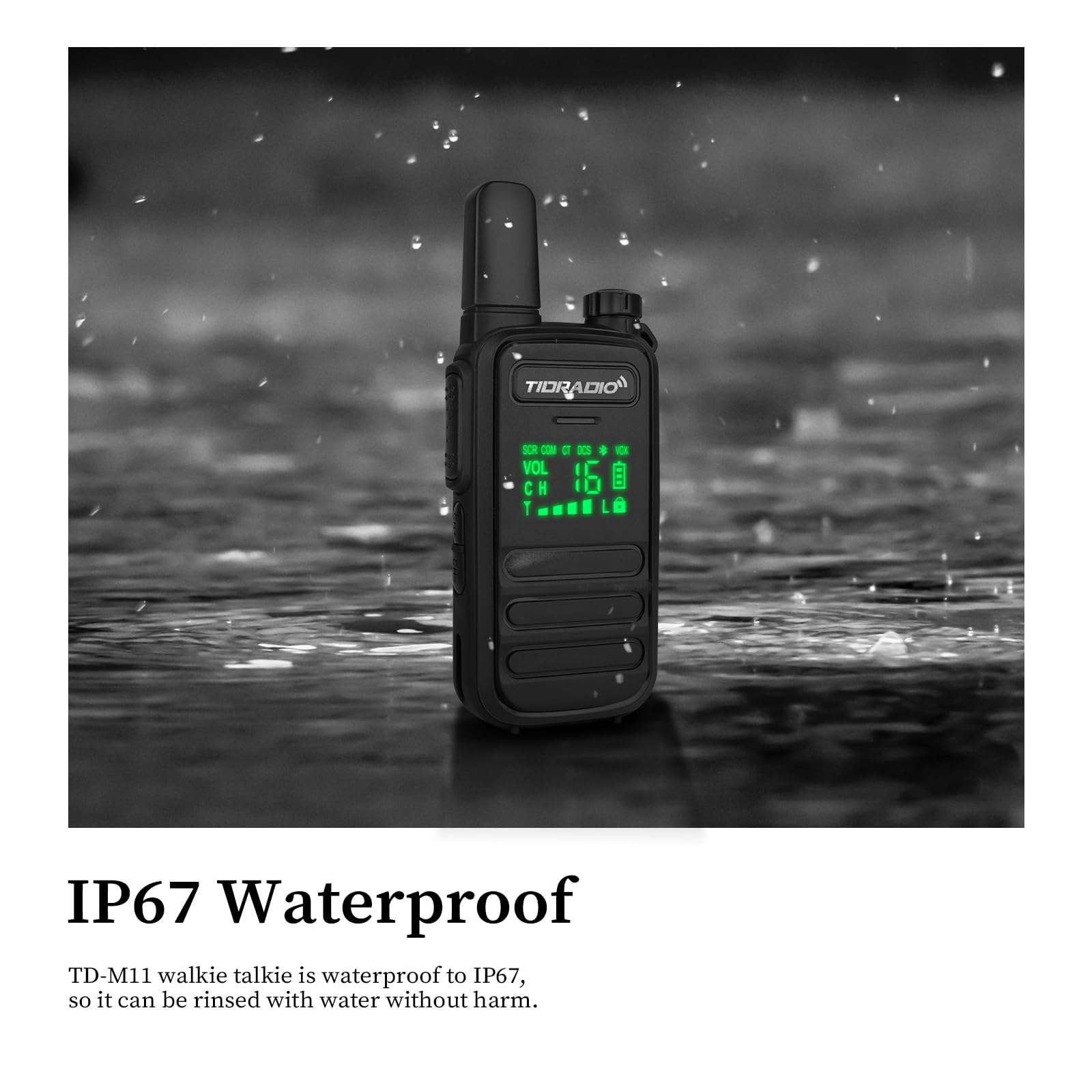 TDRADIO TD-M11 IP67 Waterproof Walkie Talkies for Adults - Long Range 2 Way Radios with NOAA Weather Alert, PMR446 License Free - Ideal for Security, Outdoor Adventures, Camping & Hiking (6 Pack)