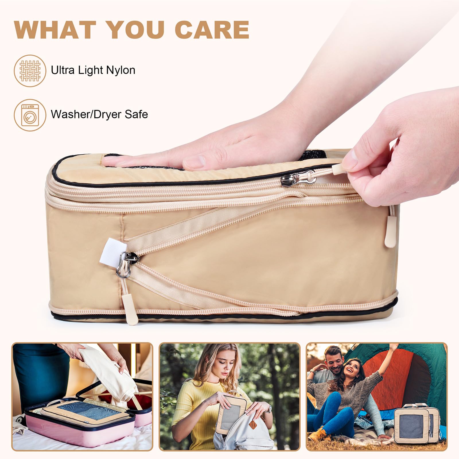 7-Piece Set Compression Packing Cubes - Expandable Travel Organizer for Suitcase, Backpack & Carry-On Luggage | Perfect for Business Trips, Vacations & Weekend Getaways