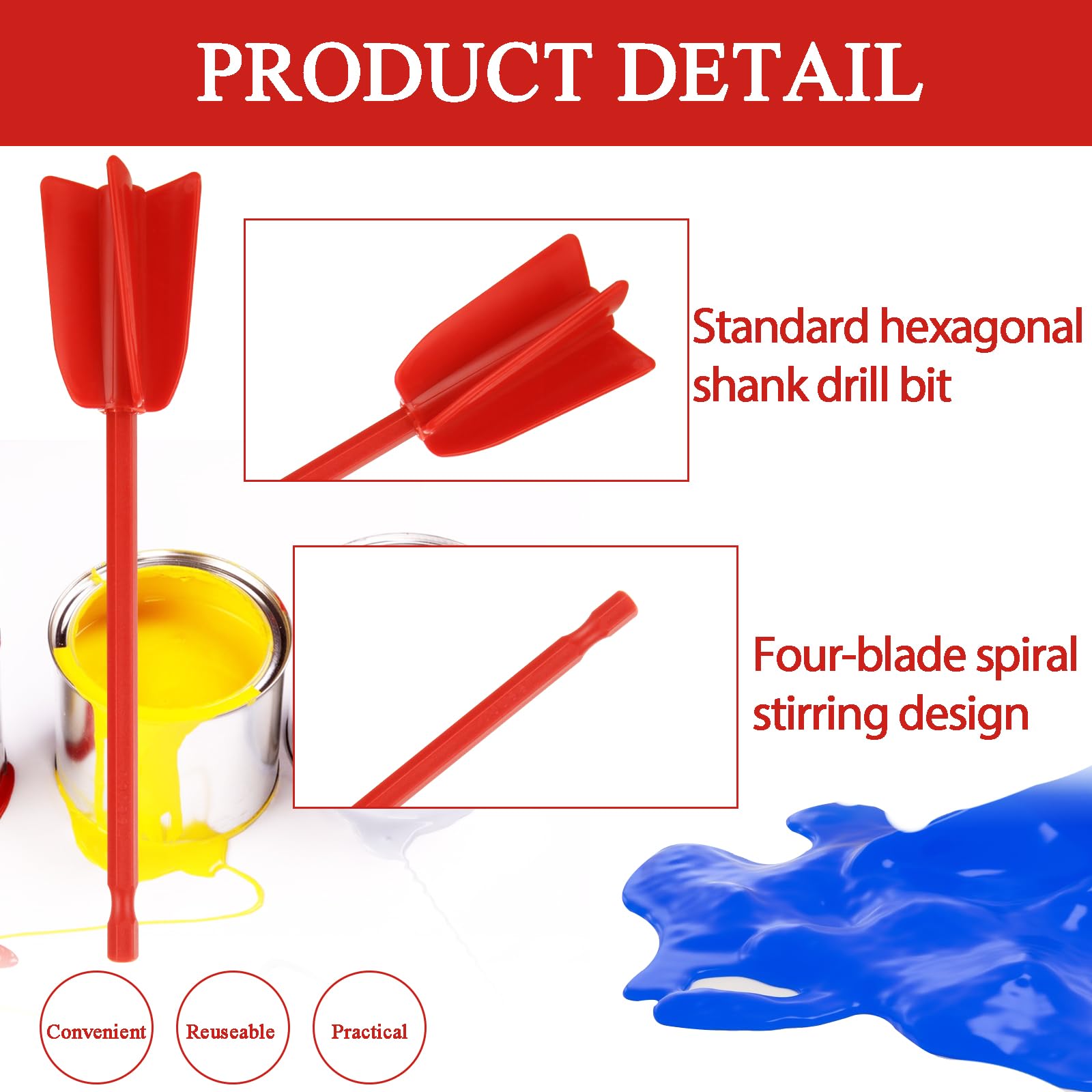 20 Pcs Reusable Paint Mixer Drill Attachments - 6.5