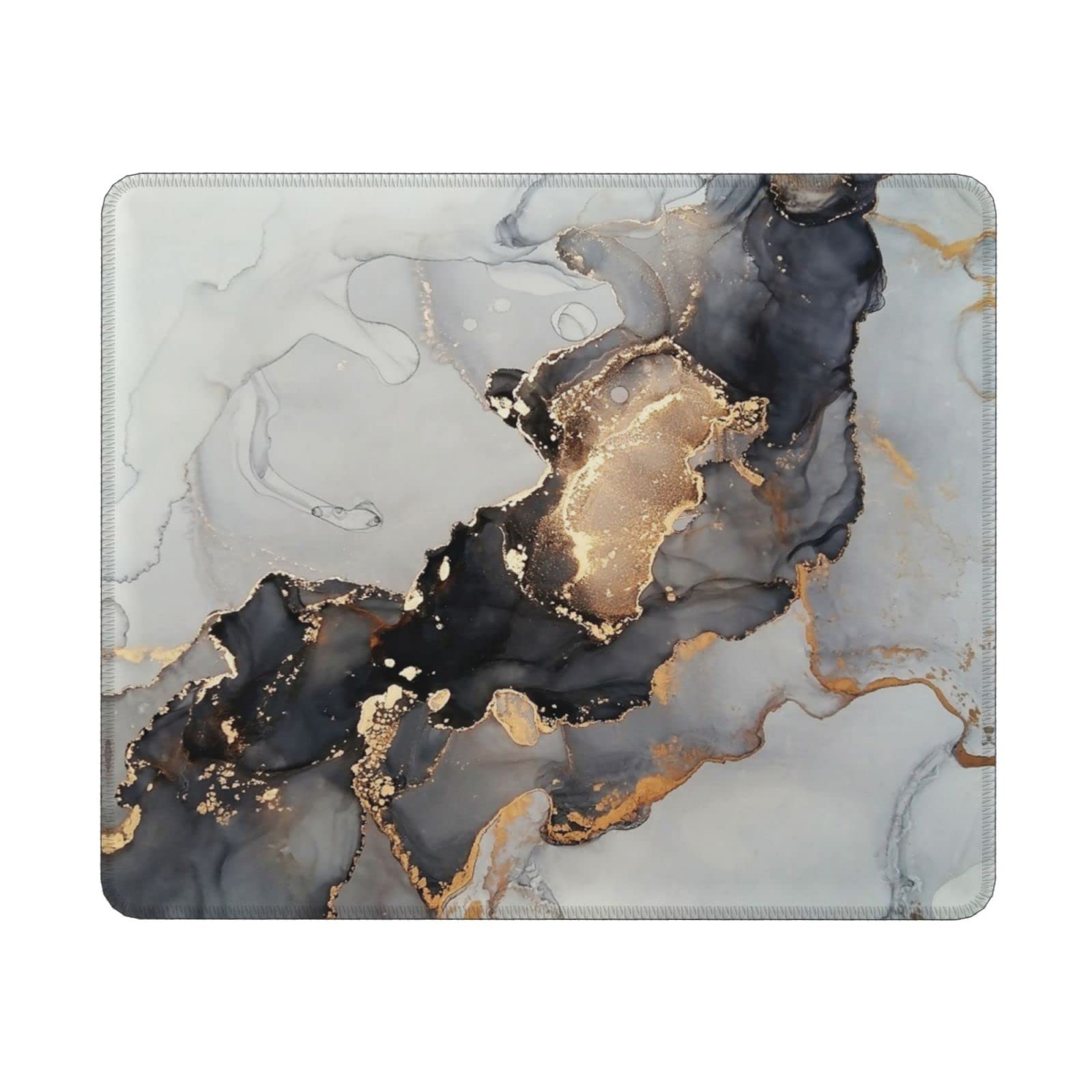 Black White Gold Marble Mouse Pad - Non-Slip Rubber Base, Waterproof Gaming Mouse Mat for Wireless Mouse, Office & Laptop Computers - Perfect for Work, Gaming & Home Office Desks