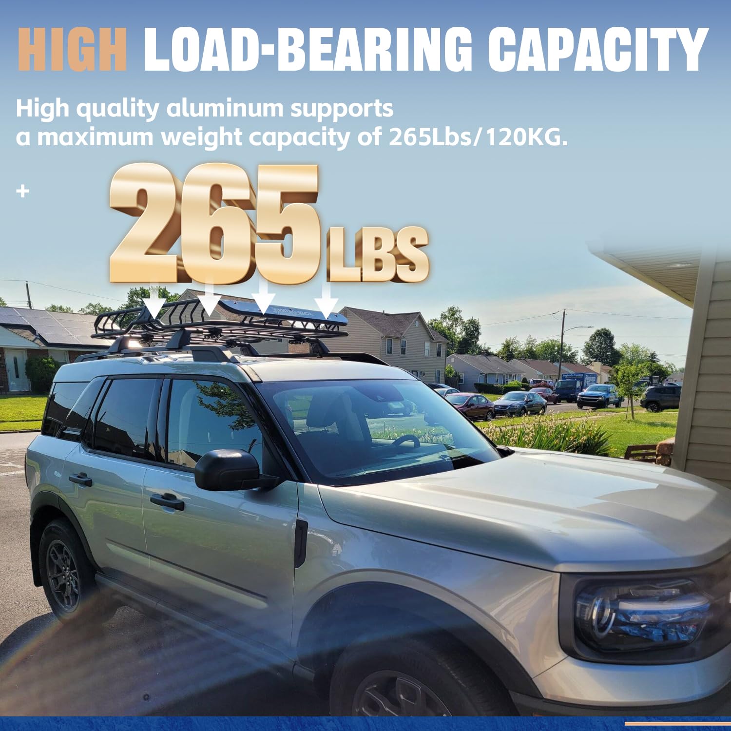 Heavy Duty 265 LBS Roof Rack Cross Bars for Ford Bronco Sport (2021-2025) - Adjustable Off-Road Luggage Rack System for First Edition, Outer Banks & Badlands Trims | Perfect for Camping Gear, Kayaks & Outdoor Adventures