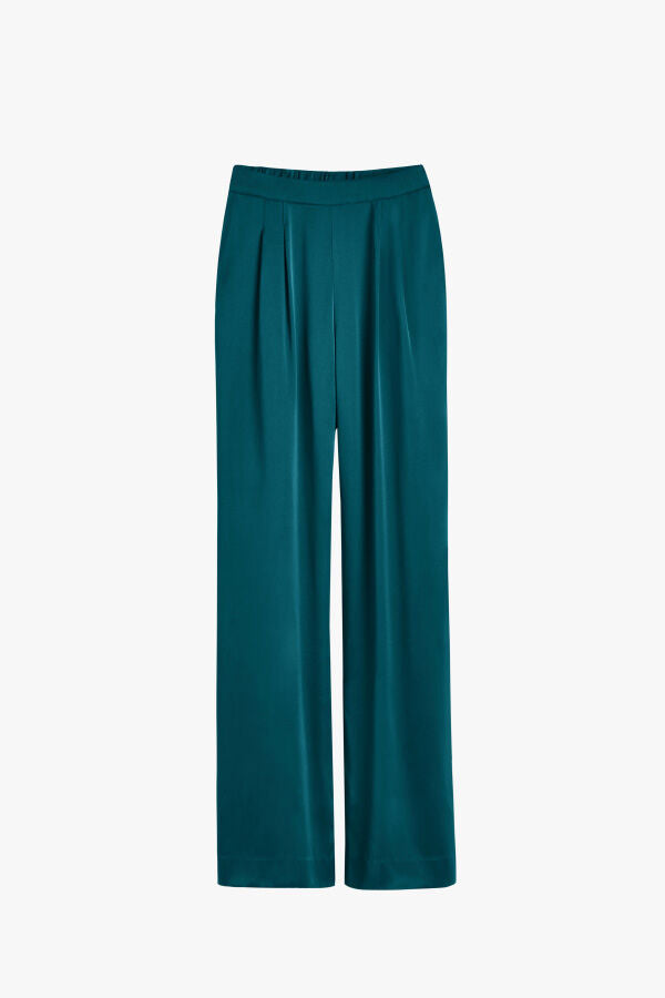Washable Charmeuse Wide Leg Pants for Women - Comfortable High Waist Lounge Pants for Yoga, Travel & Home Wear