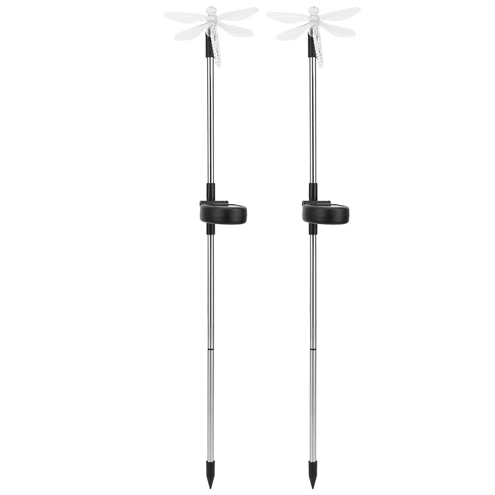 CHICIRIS ECCOO 2 Pack Solar LED Garden Lights - Color Changing Outdoor Landscape Lights with Dragonfly Design for Yard, Patio, Pathway - Perfect for Halloween, Christmas & Year-Round Decoration