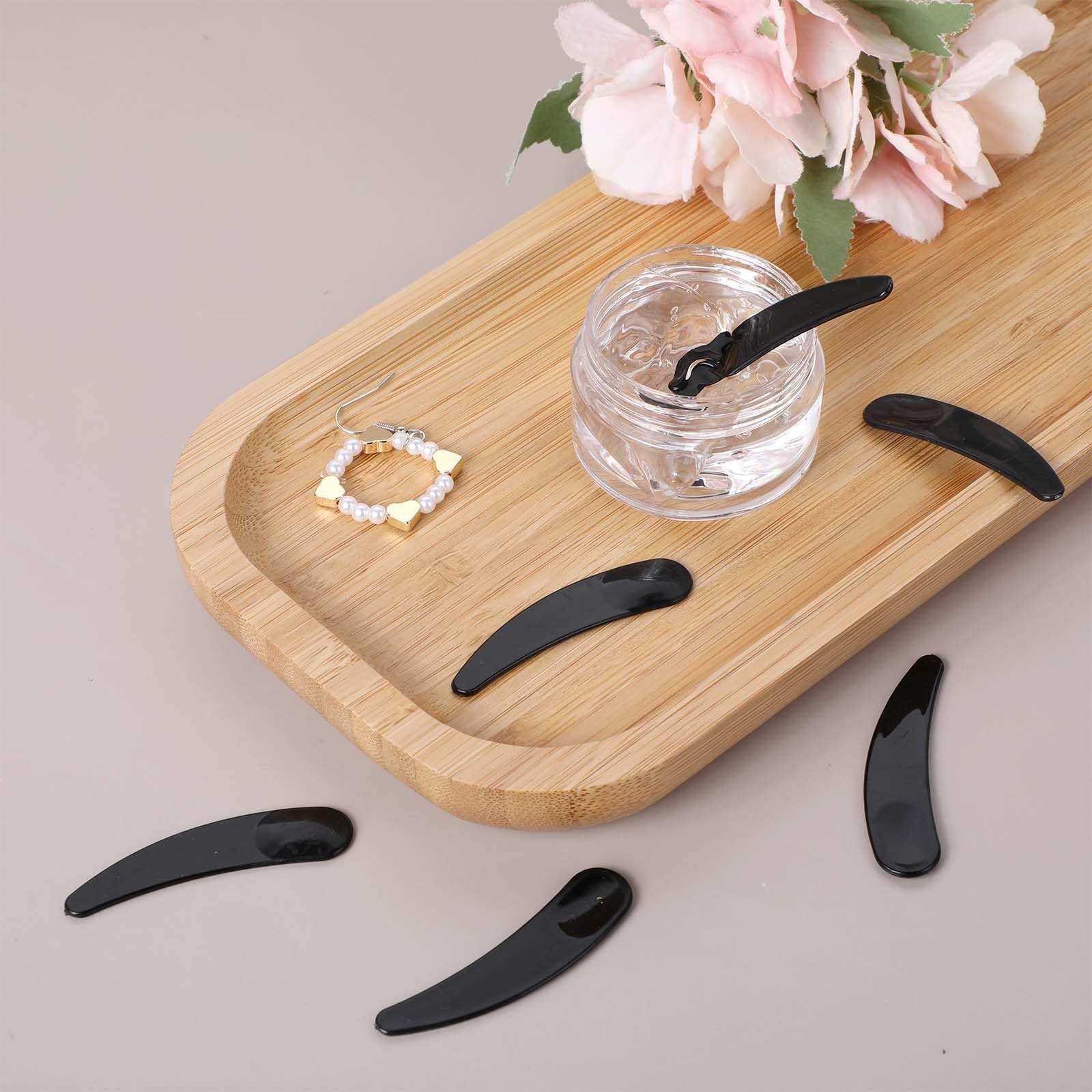 200 PCS Black Mini Cosmetic Spatulas - Disposable Plastic Makeup Scoop for Sampling & Mixing Skincare Products | Perfect for Facial Cream, Mask Application & Travel Beauty Kits