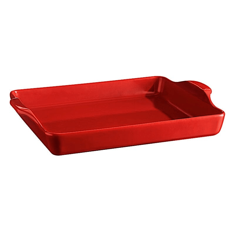 Emile Henry Detroit Pizza & Focaccia Bread Baker - Burgundy Red Ceramic Baking Dish for Perfect Homemade Pizza & Bread | Ideal for Oven Baking, Family Dinners & Italian Cooking