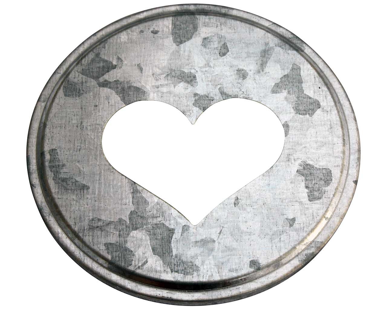 10 Pack Heart Cutout Galvanized Metal Mason Jar Lids - Wide Mouth Rustic Canning Jar Toppers for DIY Crafts, Wedding Decor & Farmhouse Style Kitchen Storage