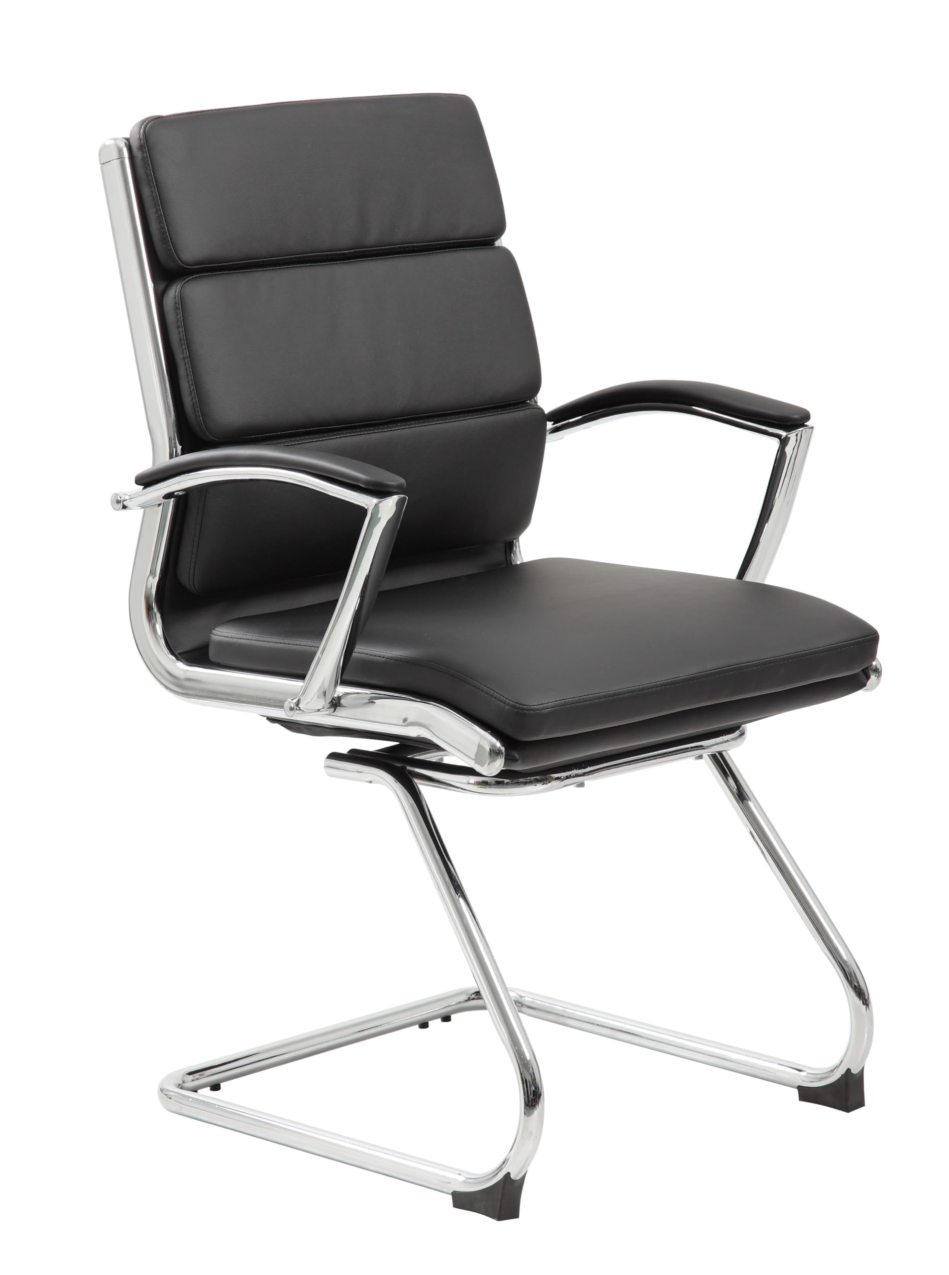 Boss Executive Mid Back CaressoftPlus Office Chair - Black with Chrome Metal Finish for Home & Business Workspaces