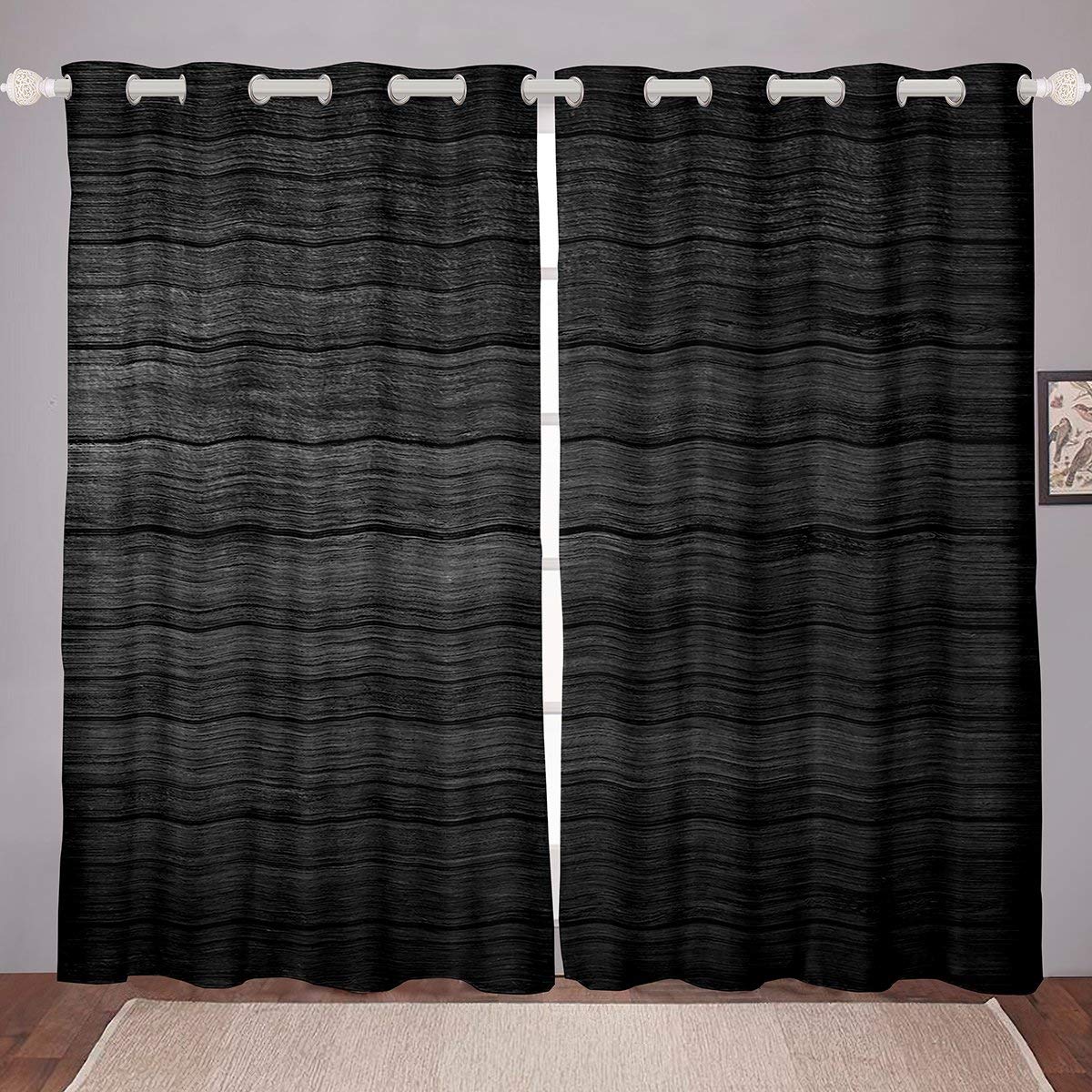 Feelyou Black Geometric Stripe Window Curtains - Modern Abstract Art Drapes for Bedroom, Ultra Soft 42x84 Inch (2 Panels) - Perfect for Living Room, Nursery & Home Office Decor