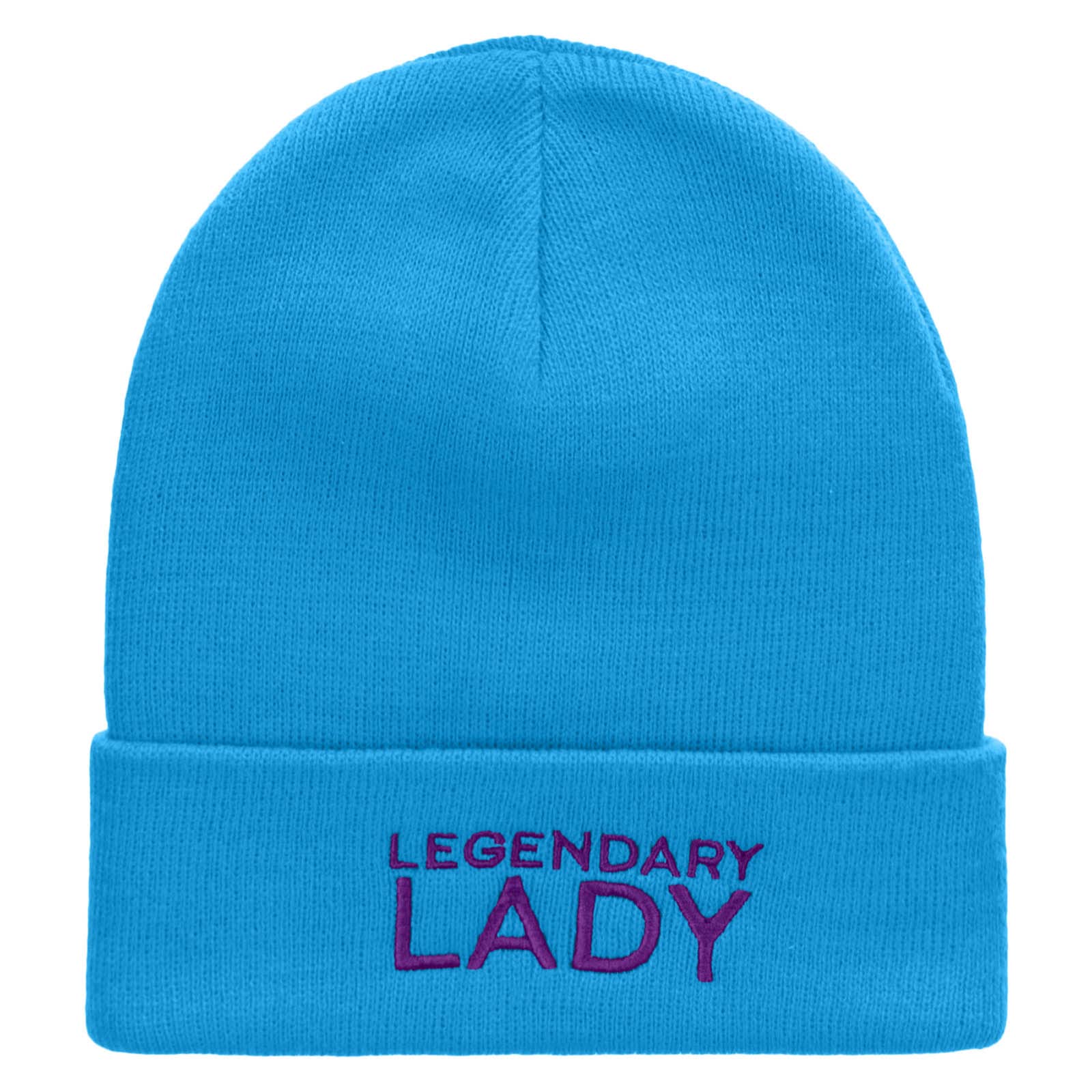 Legendary Lady Embroidered 12 Inch Long Knitted Beanie Hat for Women - Winter Warm Slouchy Beanie with Embroidery - Perfect for Cold Weather, Outdoor Activities & Fashion Accessories