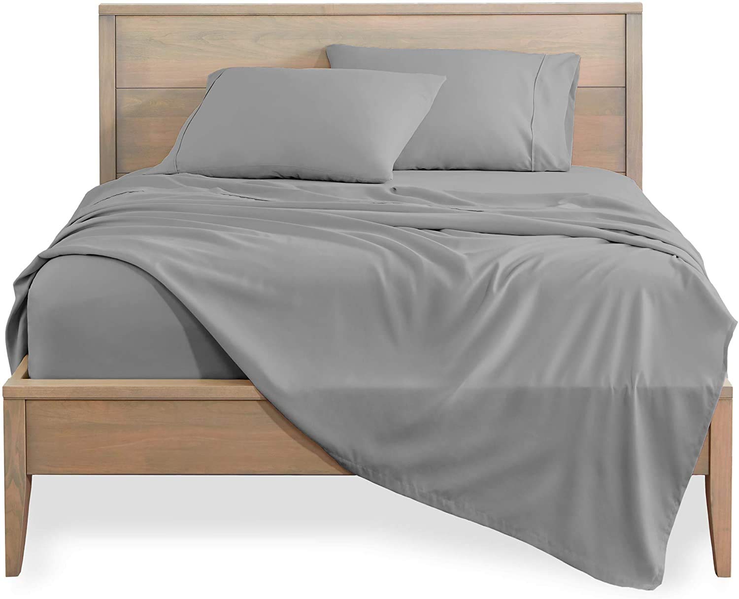Premium 100% Egyptian Cotton Sheet Set - 4 Piece 800 Thread Count Luxury Bed Sheets for Olympic Queen Size Bed | Soft, Breathable & Durable | Perfect for Master Bedroom, Guest Room & Hotel Use (Light Grey)
