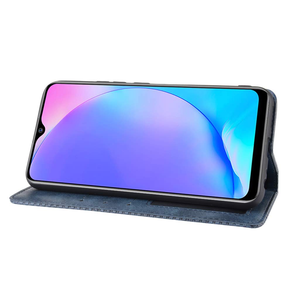 Premium PU Leather Flip Case Cover for Vivo Y15 2019 (1901) - Slim Protective Phone Case with Card Slots in Blue | Perfect for Work, Travel & Everyday Use