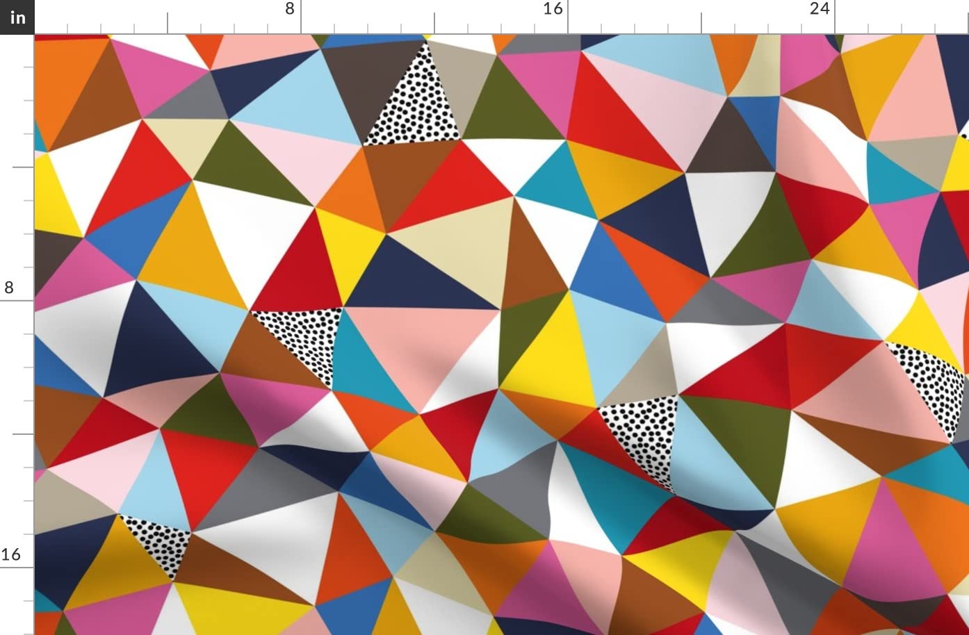 Geometric Kaleidoscope Triangle Printed Fleece Fabric - Fat Quarter for Sewing Blankets, Loungewear & No-Sew Projects | Polka Dot Cheater Quilt Home Decor Fabric by Spoonflower | Perfect for DIY Crafts, Quilting & Cozy Home Decor