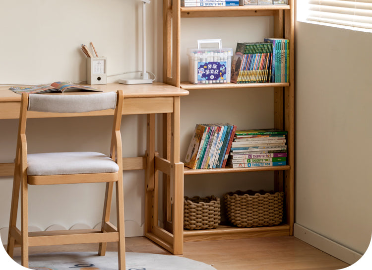 Solid Wood Kids Bookshelf - Oak & Beech Toy Storage Organizer for Bedroom, Playroom & Nursery - Durable & Stylish Children's Furniture
