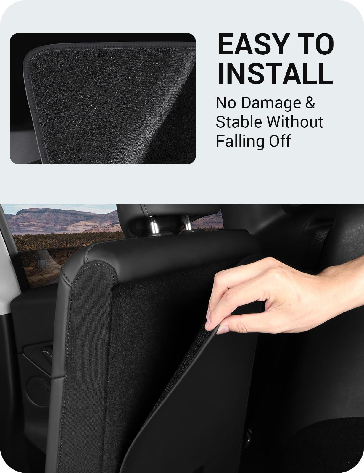 BASENOR Tesla Model Y Mud Flaps & Rear Seat Back Covers - Durable Splash Guards & Interior Protectors for Model Y SUV (2019-2023) | Perfect for All-Weather Protection & Family Road Trips