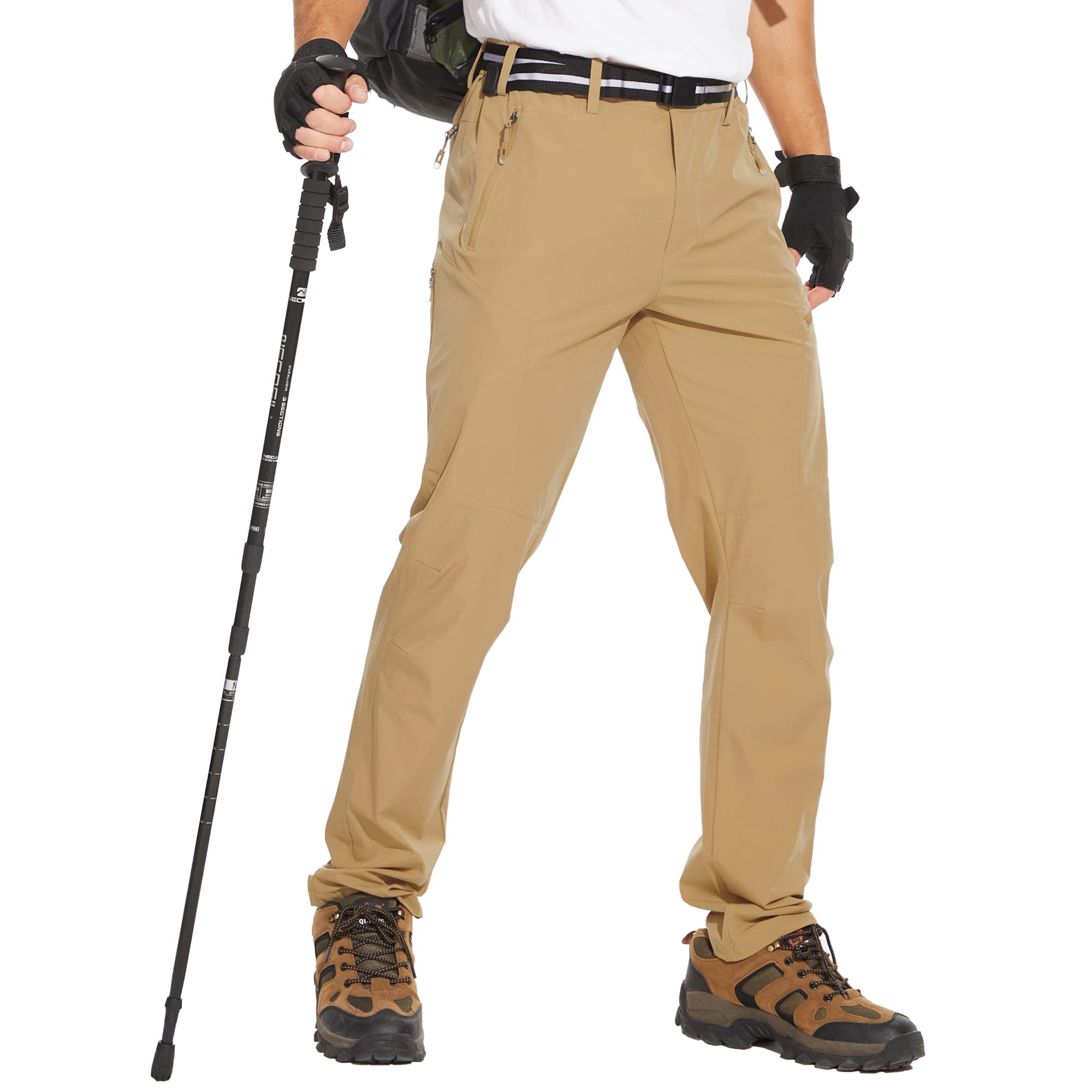 NOUKOW Men's Outdoor Hiking Pants - Quick Dry Lightweight Waterproof Work Pants with Stretch Fabric & 6 Zip Pockets - Perfect for Hiking, Camping, Travel and Outdoor Adventures
