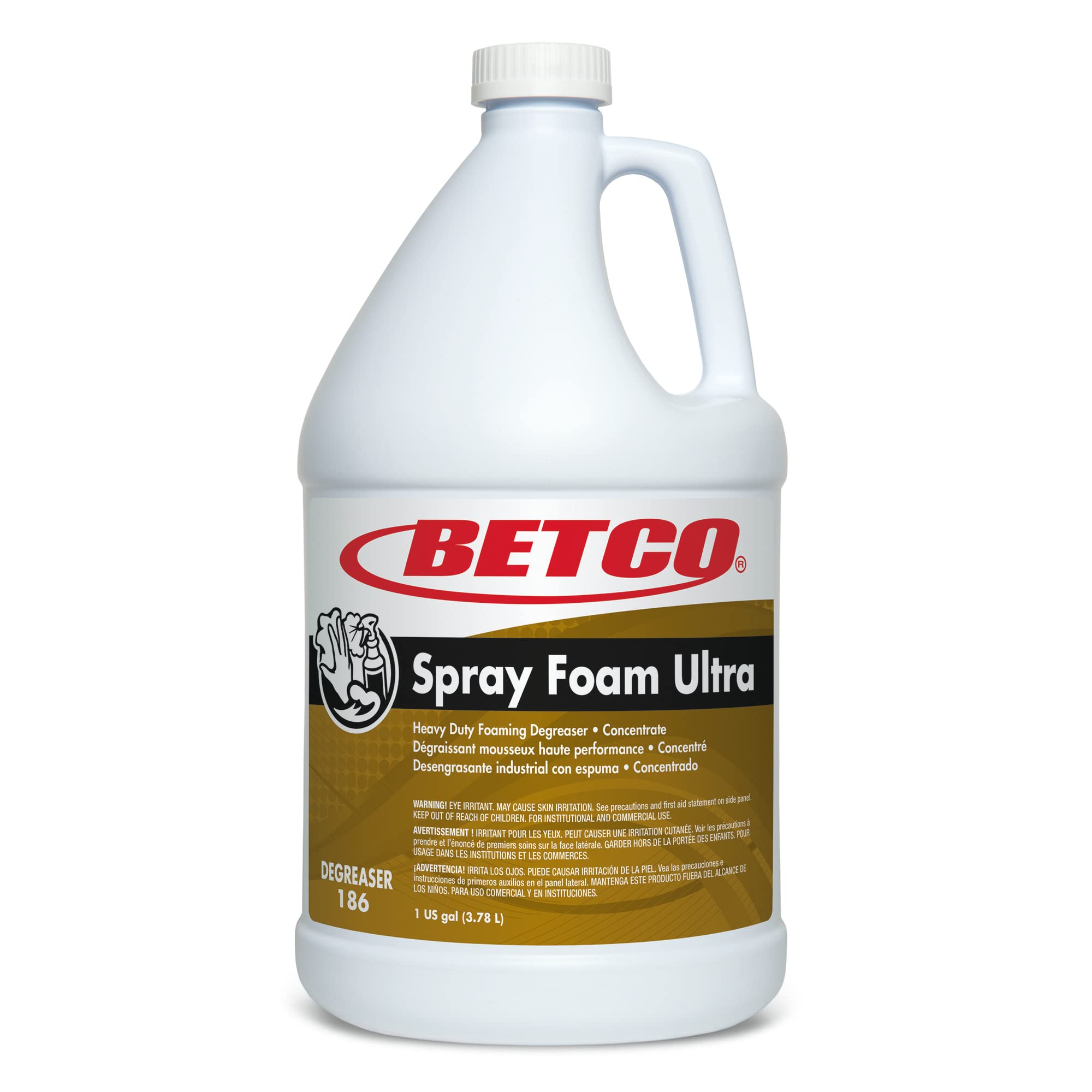 Betco Spray Foam Ultra Degreaser - 128 Oz (4 Gallon Case) | Heavy-Duty Commercial Kitchen Cleaner | Removes Grease, Oil & Stubborn Stains | Ideal for Restaurants, Food Trucks & Industrial Use