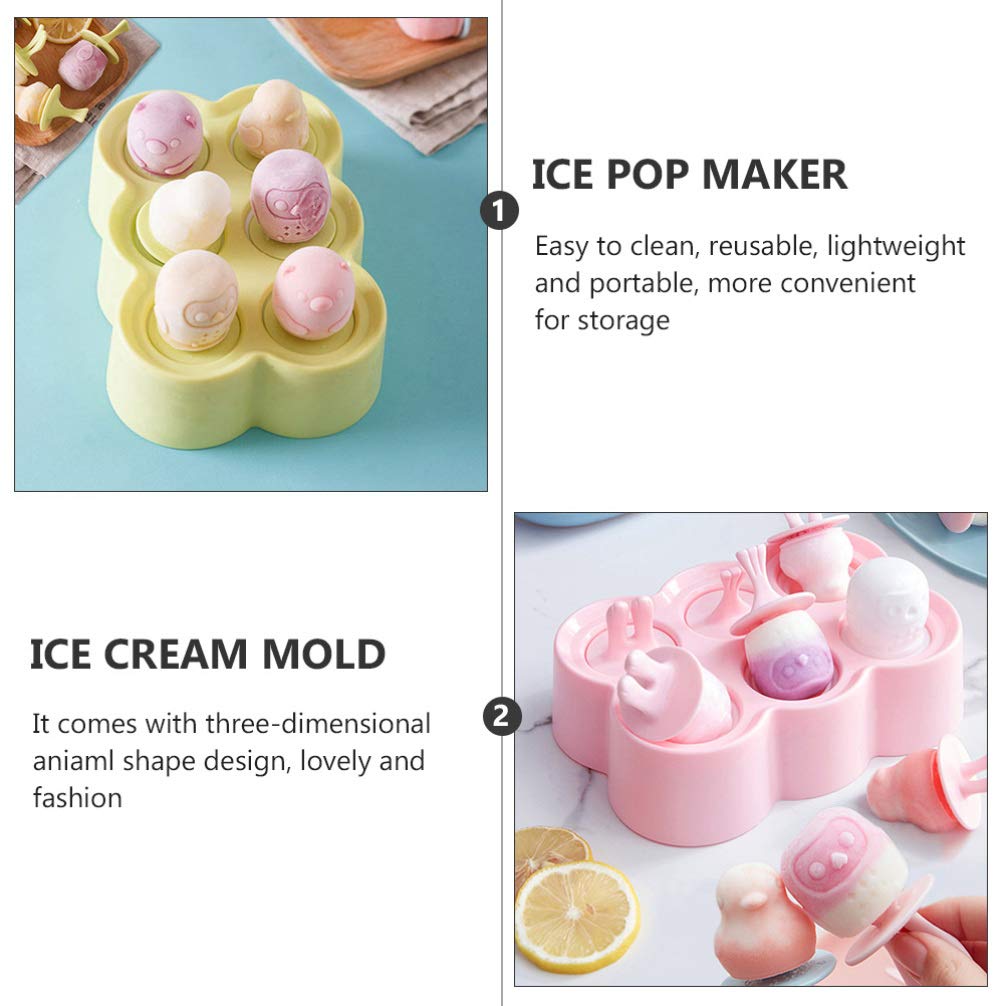 DOITOOL 4-Pack Round Silicone Ice Cube Molds with Animal Shapes - Reusable Popsicle Molds for Homemade Ice Cream, DIY Ice Pops, and Colorful Frozen Treats - Perfect for Parties, Summer Snacks, and Kids' Desserts