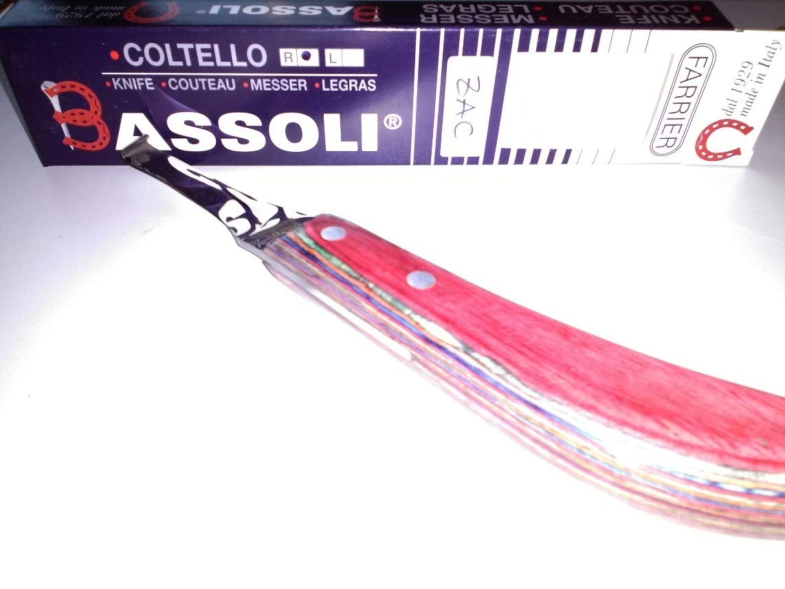 Bassoli Zac Left Hand Drop Blade Long Handle Hoof Knife - Professional Farrier Tool for Horse Hoof Trimming & Care | Ideal for Equestrian Grooming, Ranch Work & Veterinary Use