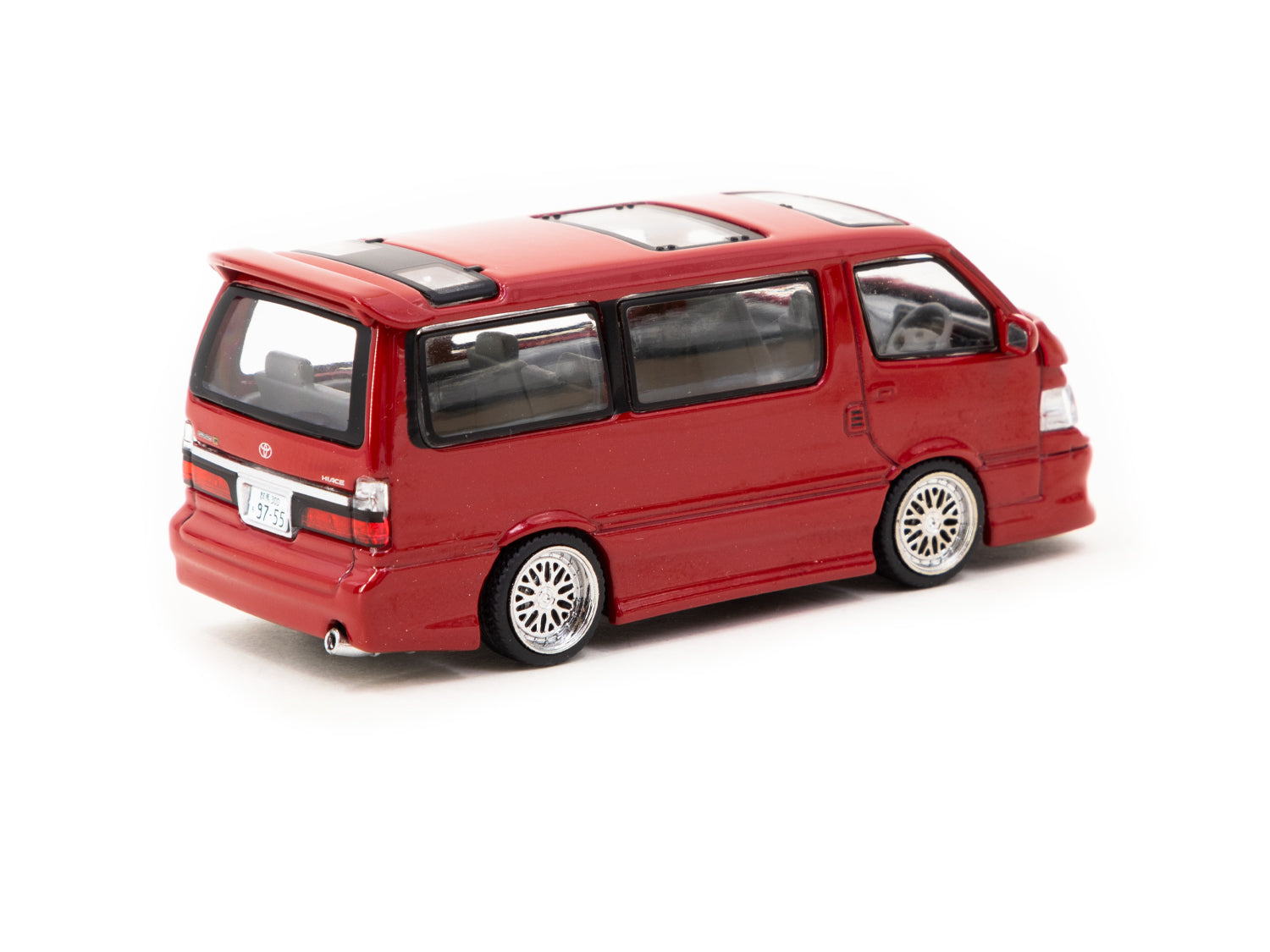 Tarmac Works 1/64 Scale Toyota Hiace Wagon Custom Red Diecast Model Car - ROAD64 Collection for Display & Racing Scenes