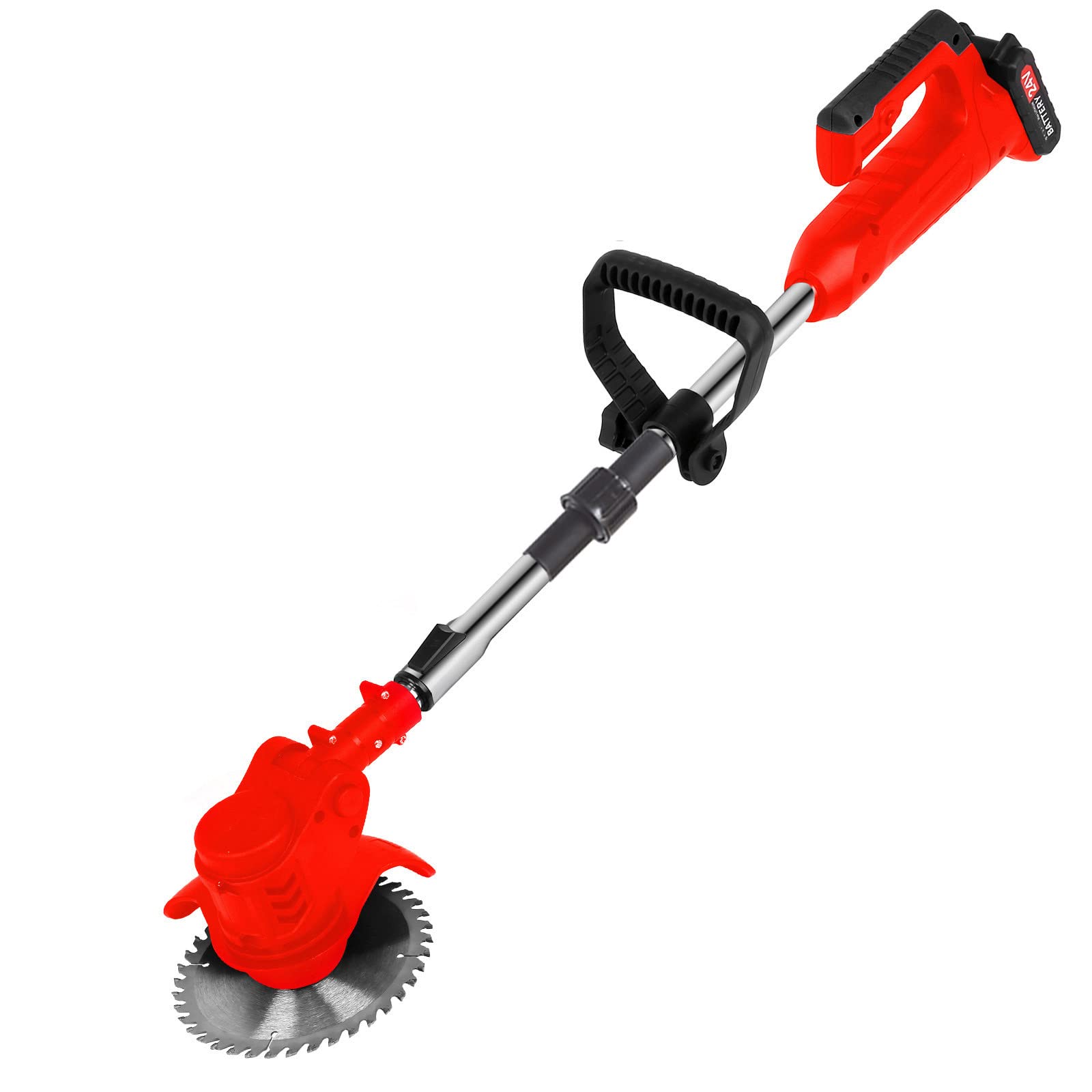24V Cordless String Grass Trimmer - Foldable Electric Weed Eater with Adjustable Height, Lightweight Brush Cutter & Edger (Red) | Perfect for Lawn Care, Yard Maintenance, Trimming Grass Edges & Weed Control