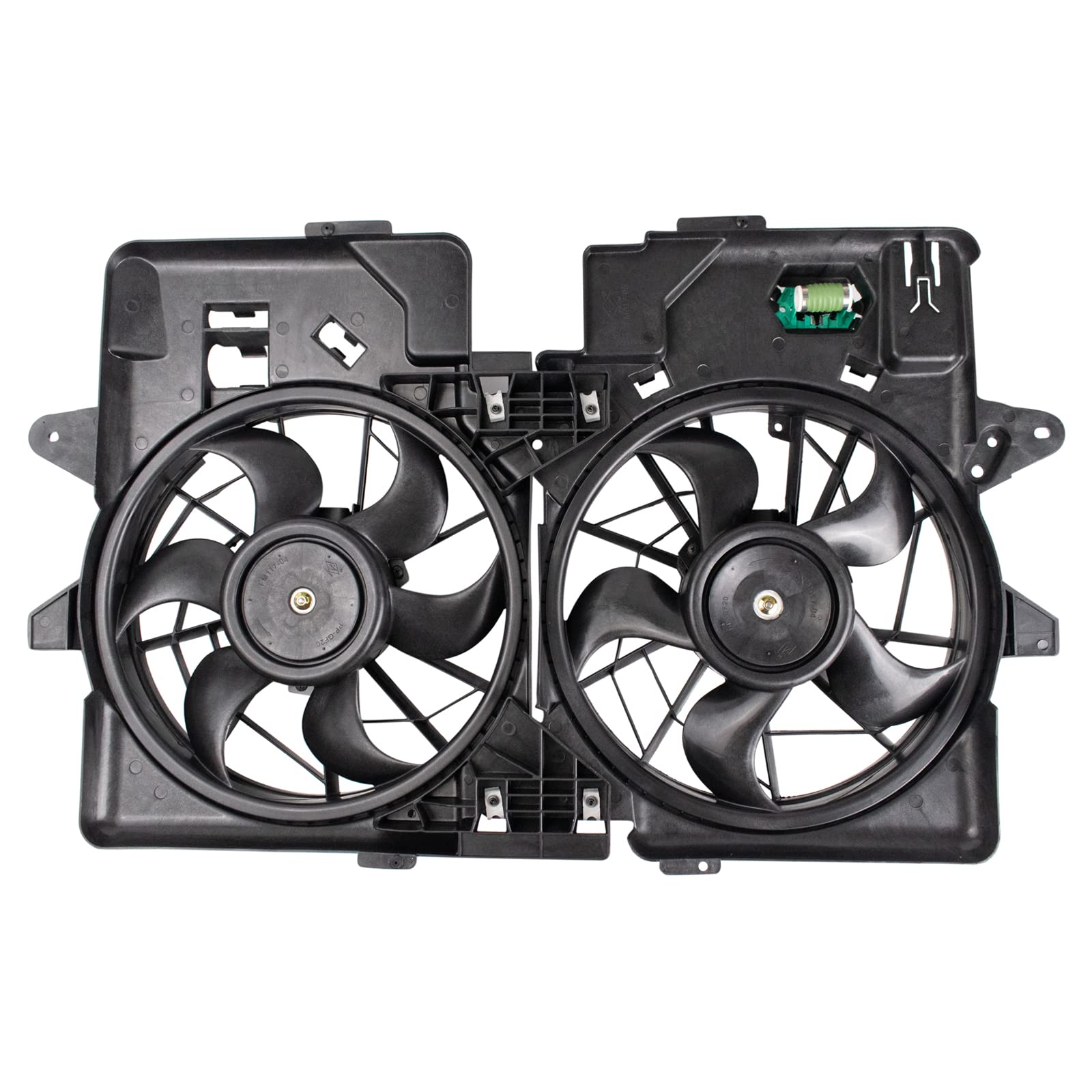 TRQ MA3115129 Radiator Dual Cooling Fan Assembly Replacement for 2005-2007 Ford Escape, 2005-2006 Mazda Tribute & Mercury Mariner - High Performance Engine Cooling for Hot Weather & Heavy Duty Driving