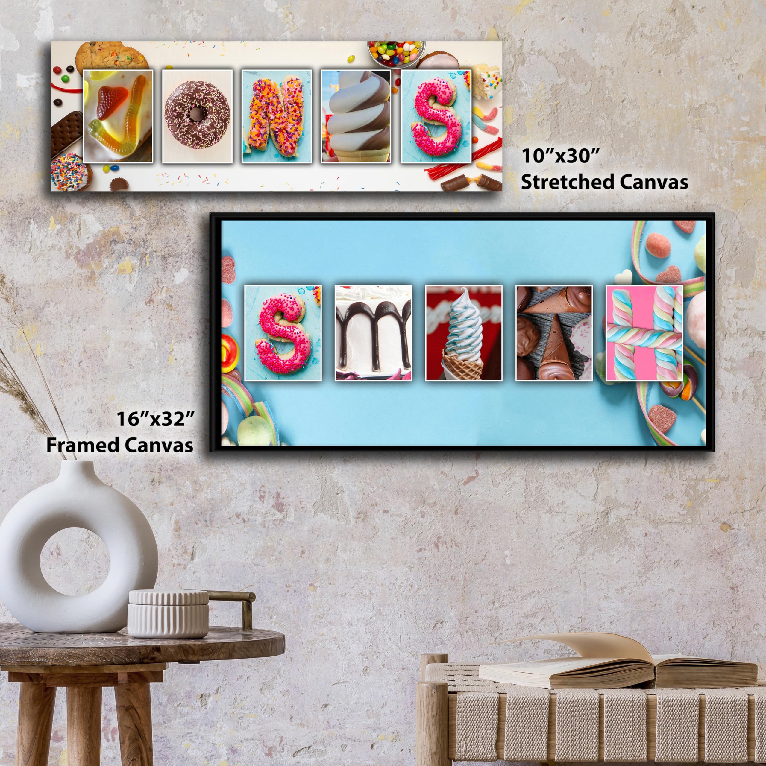 Personalized Candy Name Art - Custom Sweet Dessert Gift for Birthdays & Parties (6.5x18 Inch Block Mount) - Perfect for Baby Showers, Wedding Favors & Home Decor
