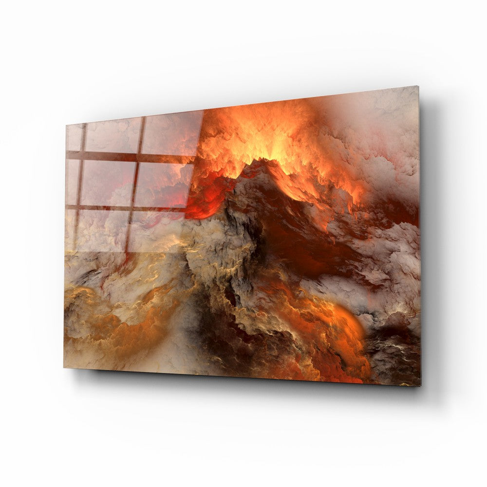 Red Apocalypse Glass Print Wall Art - Modern Abstract Home Decor for Living Room, Bedroom & Office - Perfect for Contemporary Interior Design