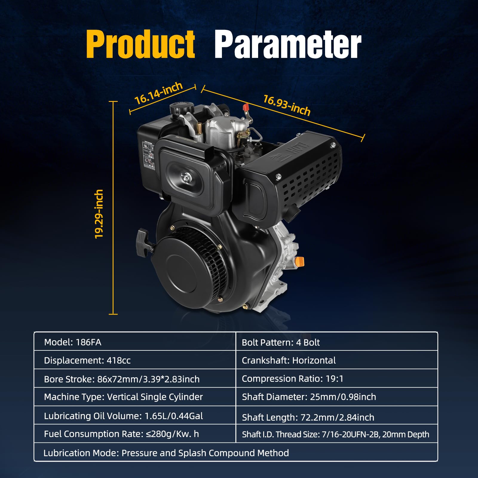 4-Stroke 10HP Diesel Engine, 6.3KW Single Cylinder Recoil Start Motor for Micro-Tillers, Tractors, Irrigation Pumps & Generators - Ideal for Farming, Landscaping & Power Backup Solutions
