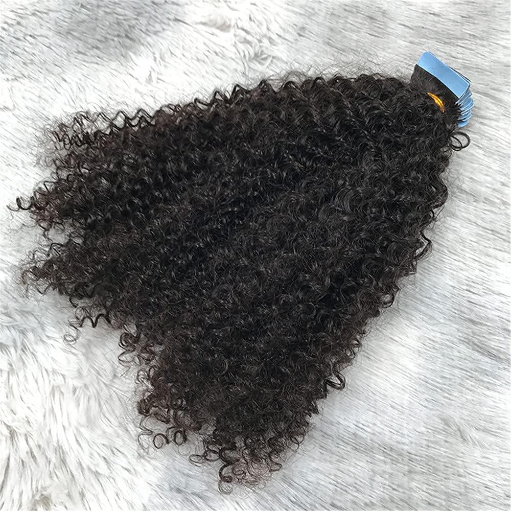 Kinky Curly Human Hair Extensions - Brazilian Remy Hair Weft Tape 100g 40pcs (26inch, #2 Darkest Brown) | Seamless Glue-in Tape-in Extensions for Natural Black Hair | Perfect for Daily Wear, Parties & Special Occasions