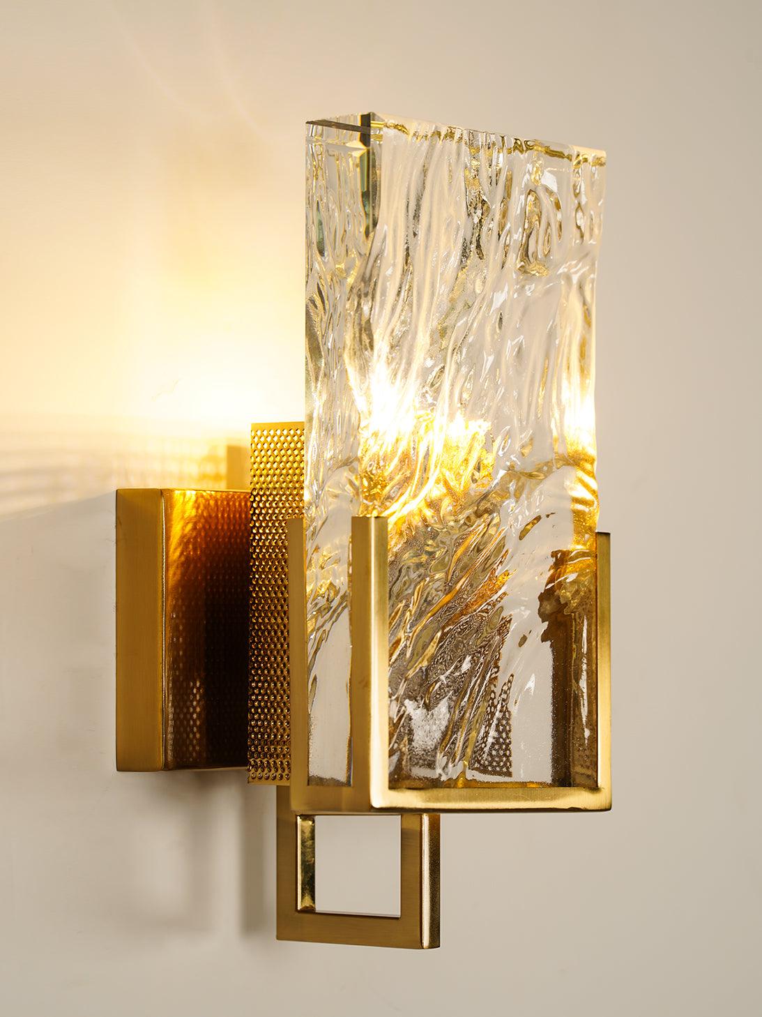 Crystal Wall Sconce - Elegant Ice Glass LED Wall Light for Bedroom, Living Room, and Hallway Decor | Dimmable Modern Lighting Fixture
