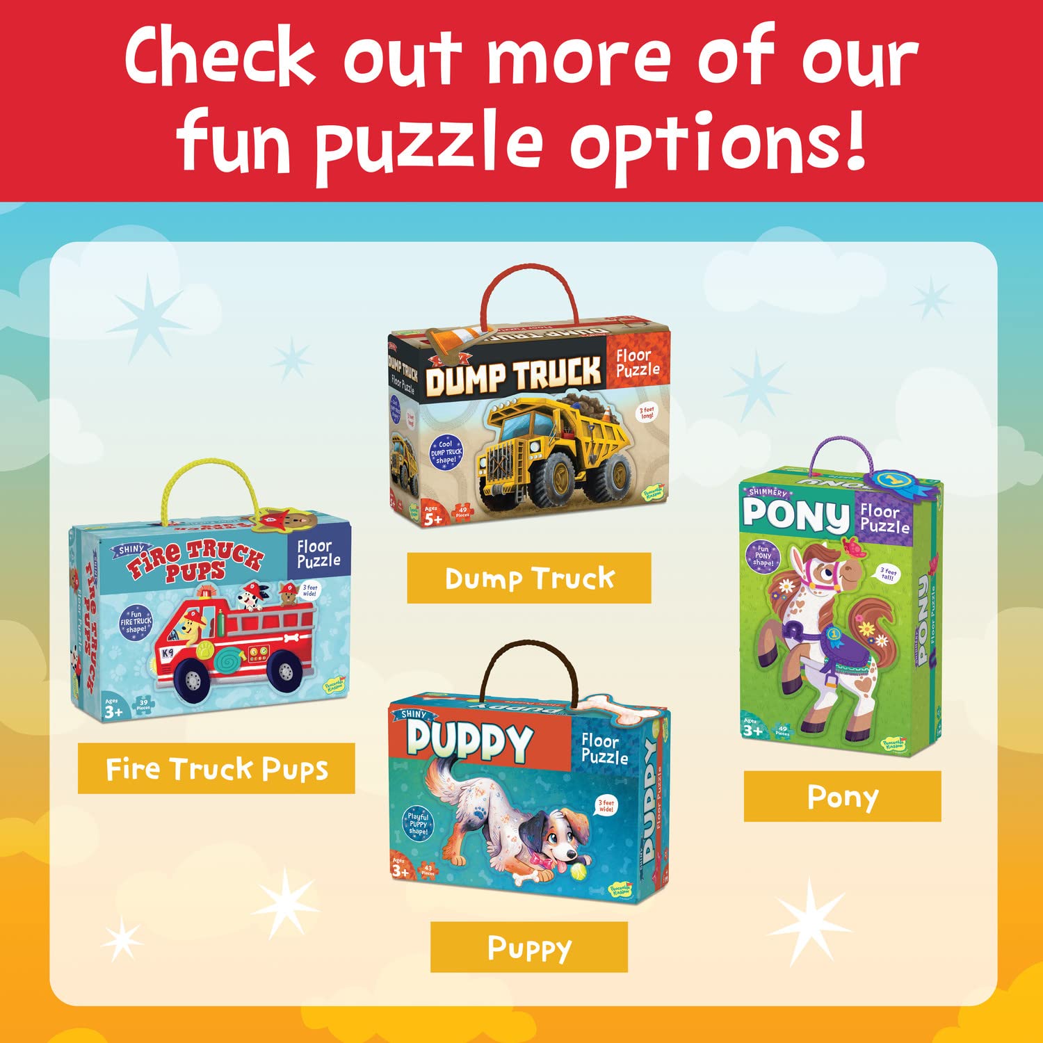 Peaceable Kingdom Shiny Tractor Floor Puzzle - 24-Piece Giant Farm Tractor Jigsaw Puzzle for Kids Ages 3+ - Extra Large Fun-Shaped Puzzle Pieces - Educational Toy for Preschool & Kindergarten Classrooms - Perfect for Farm-Themed Learning Activities & Birthday Gifts