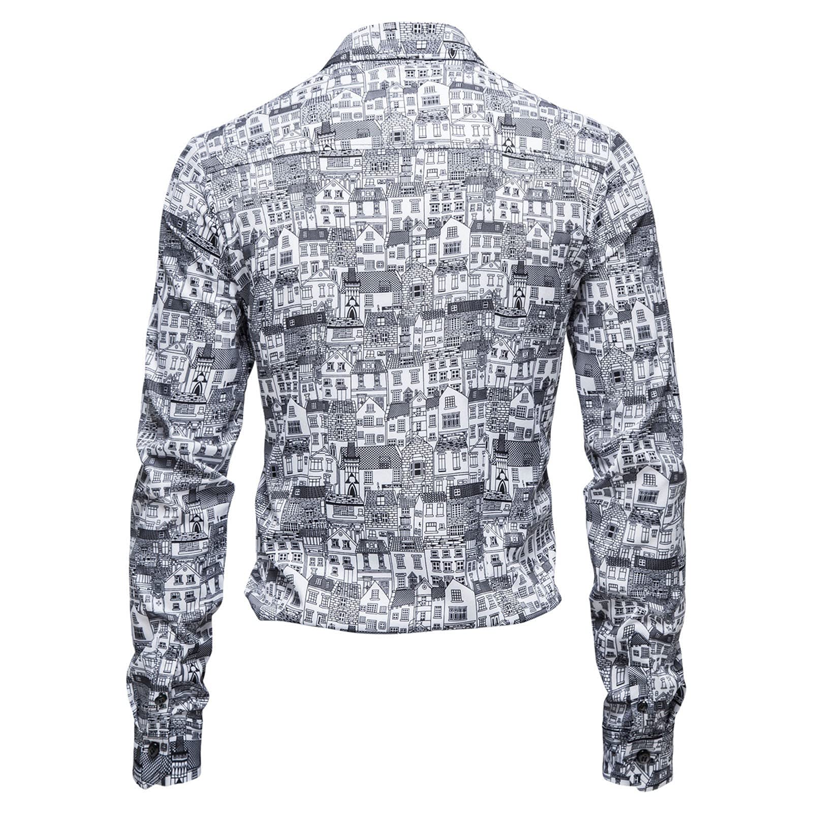 Men's Casual Sun Shirts - Long Sleeve Printed Loose Fit Polyester Cotton Blend Lapel Shirt for Fall & Winter | Perfect for Outdoor Activities, Travel, and Daily Wear