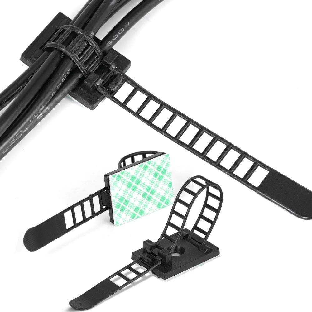 50 Packs Self-Adhesive Cable Clips - Heavy Duty Zip Tie Mounts for Wire Management, Cord Organizer, and Multi-Purpose Fastening - Perfect for Home, Office, Garage, and DIY Projects