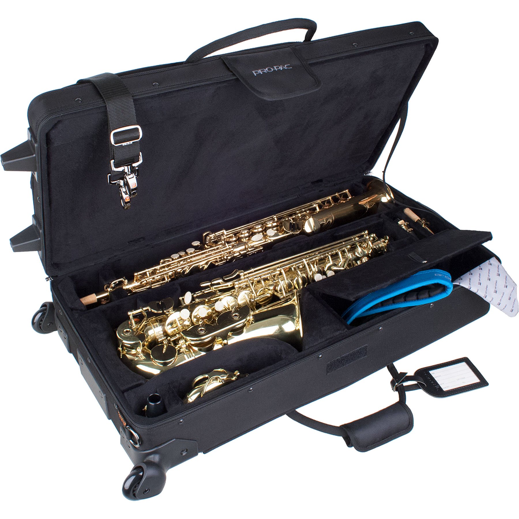 Protec PB304SOPWL Wheeled Saxophone Case for Alto & Soprano - Durable Travel Protection for School, Band & Professional Musicians