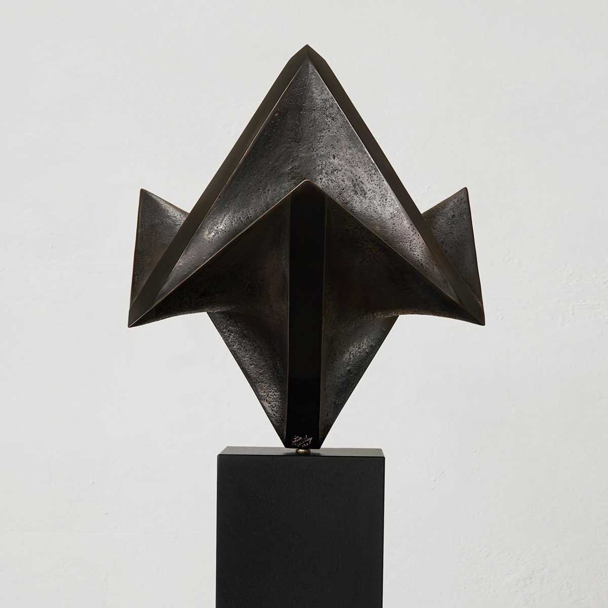 Handcrafted Black Granite Origami Sculpture - Elegant Home Decor, Office Desk Art, Zen Garden Accent