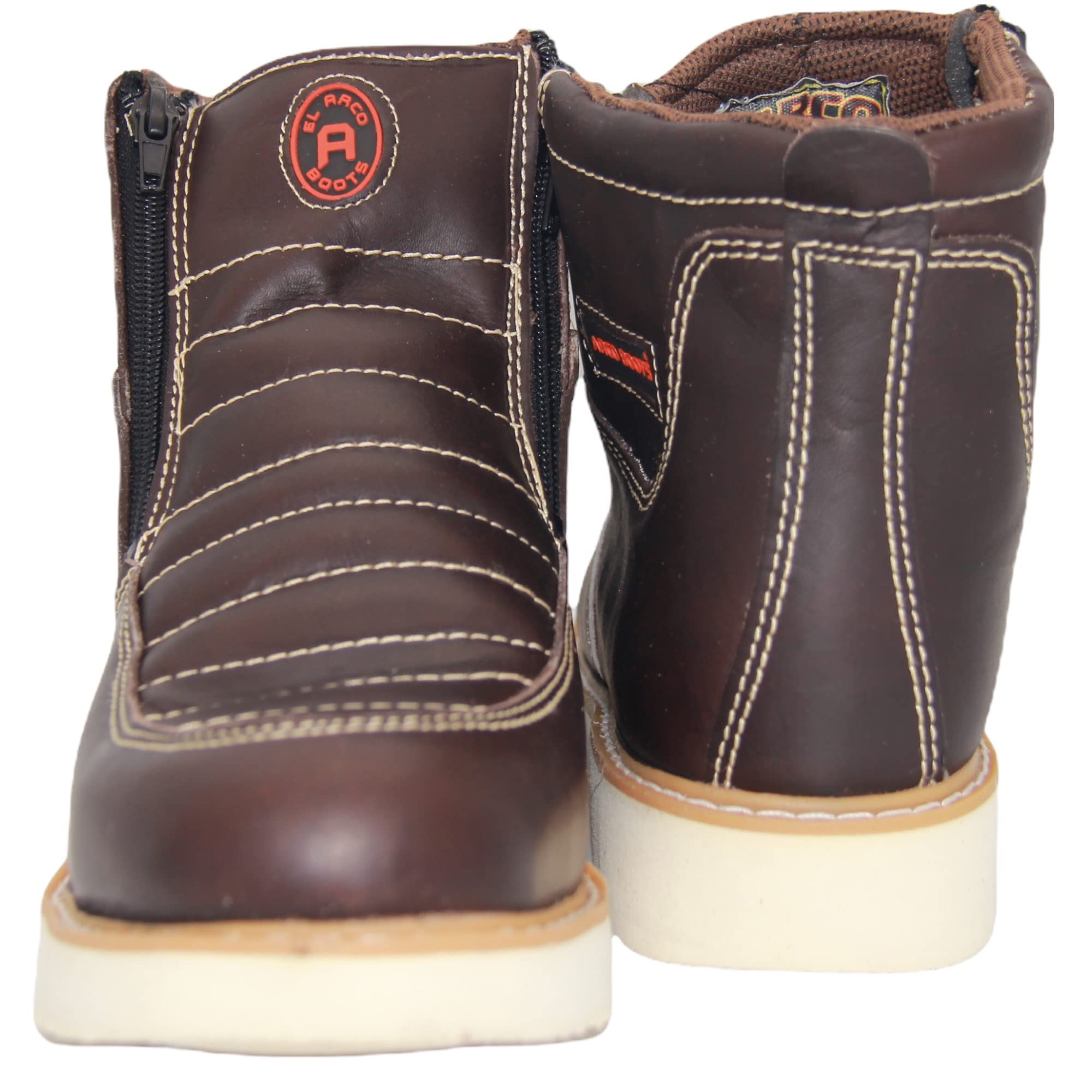 Men's Double Zipper Moc Toe Leather Work Boots - Comfortable & Durable Safety Shoes for Construction, Warehouse & Outdoor Work