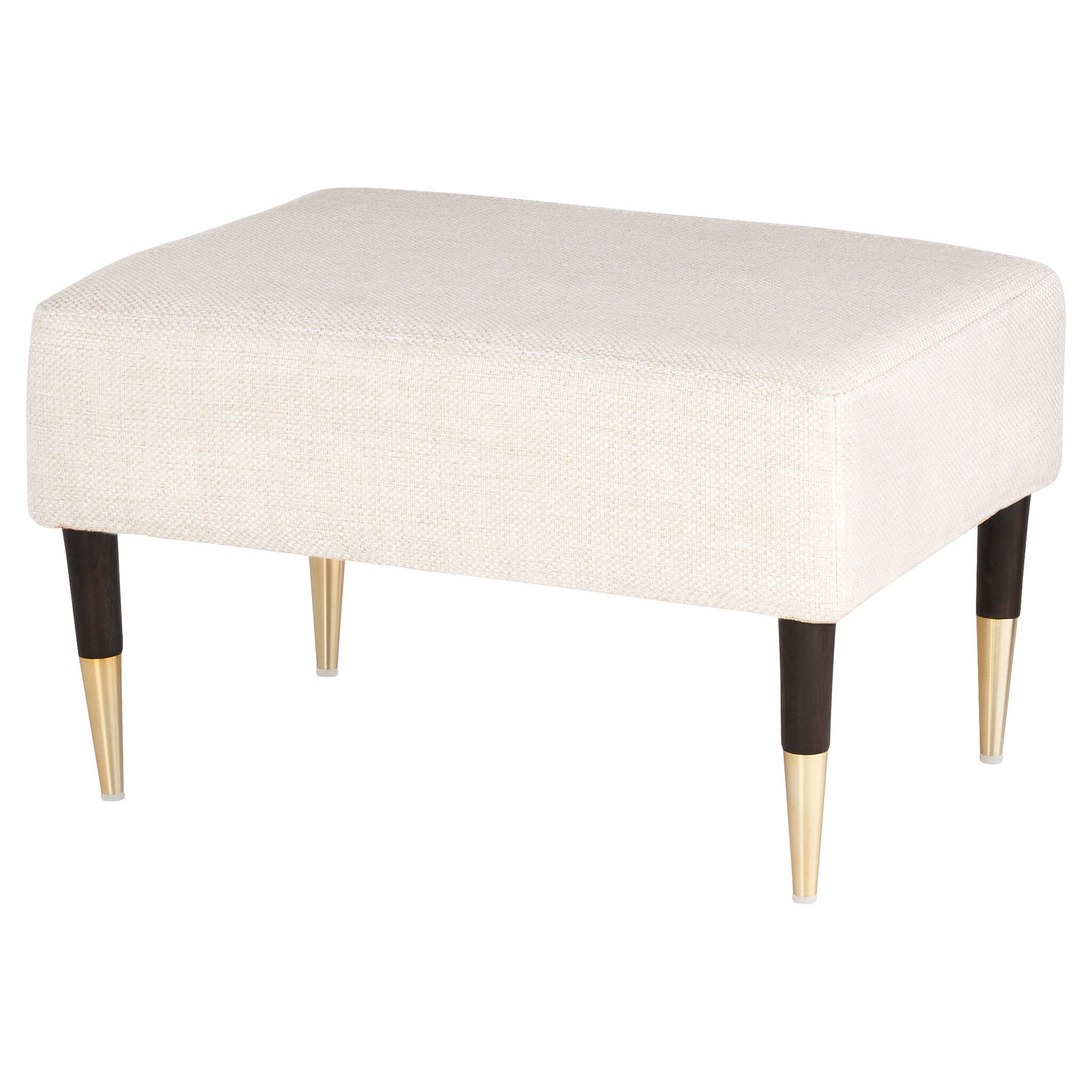 Cyan Design 11728 Oscar Ottoman - Dark Brown & Cream Upholstered Footstool for Living Room, Bedroom, or Home Office - Stylish and Comfortable Seating Accent
