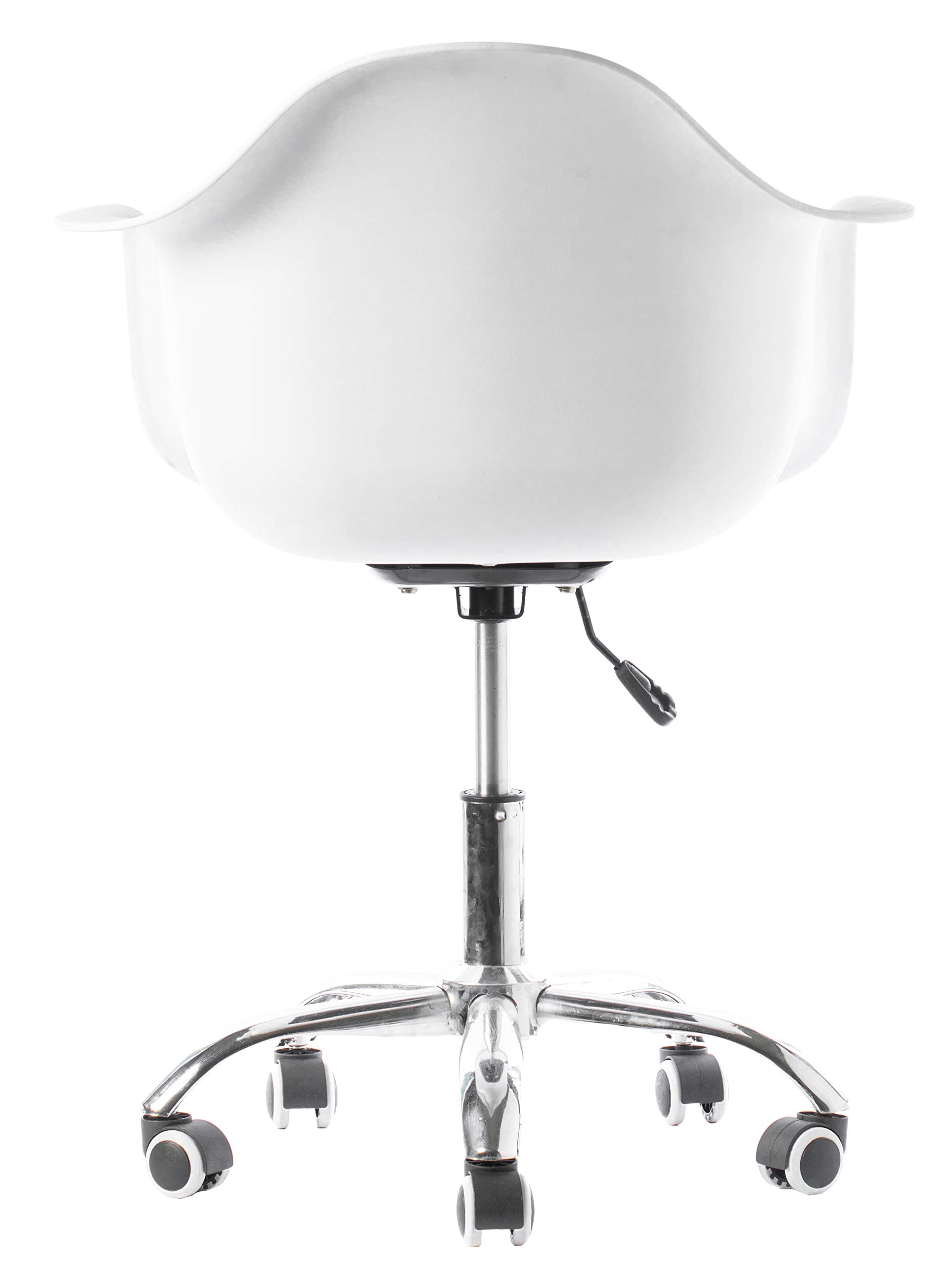 Fabulaxe Mid-Century Modern Swivel Office Chair with Rolling Wheels - Ergonomic Plastic Shell Task Chair in Bold White - Perfect for Home Office, Study & Workspace