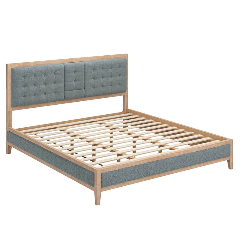 Sabina Upholstered Platform Bed with Adjustable Headboard - Solid Wood Frame Queen Size Bed - Perfect for Modern Bedroom, Guest Room & Master Suite