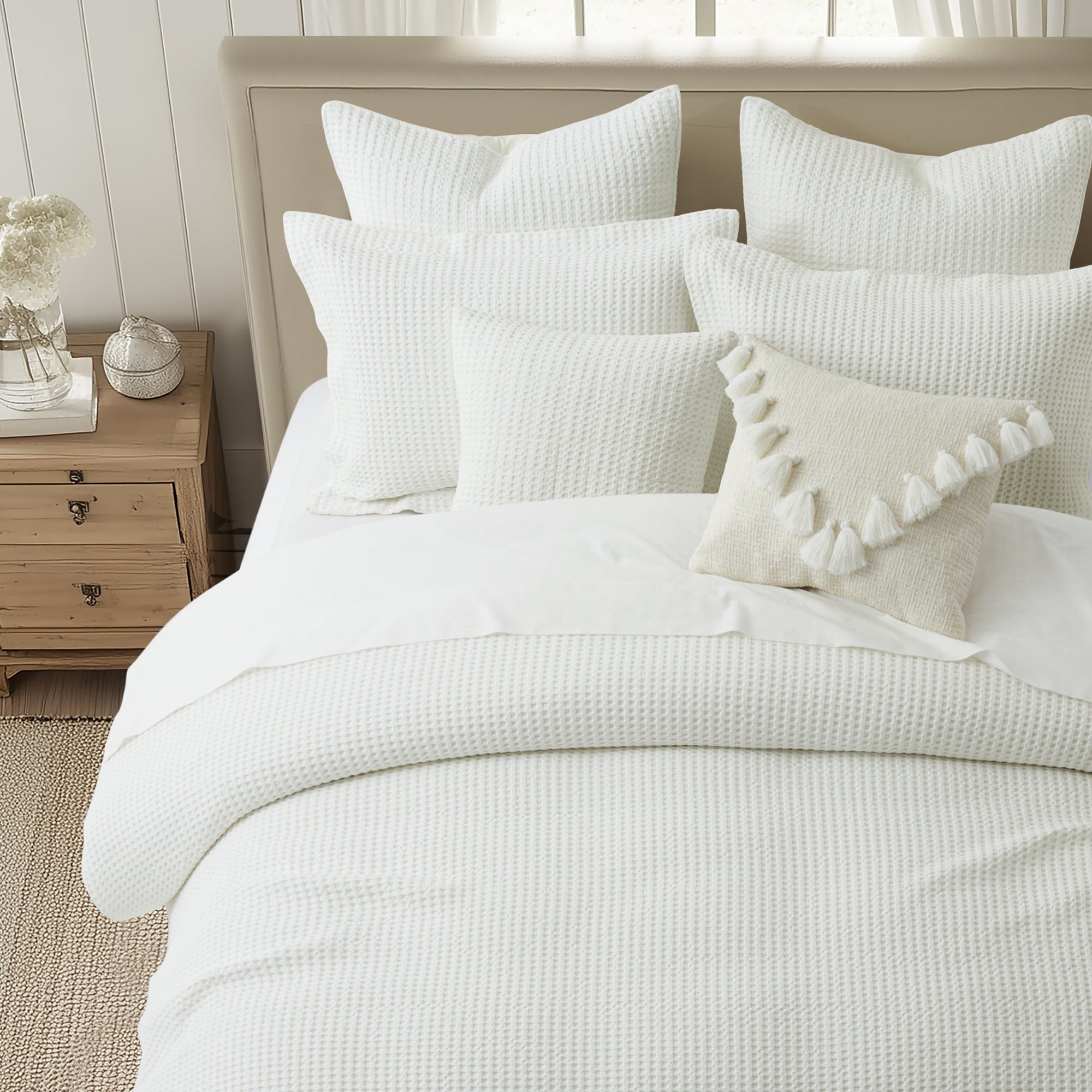 Mills Waffle Duvet Cover Set - Soft Textured Bedding for Cozy Comfort - Perfect for Master Bedroom, Guest Room & Dorm Decor