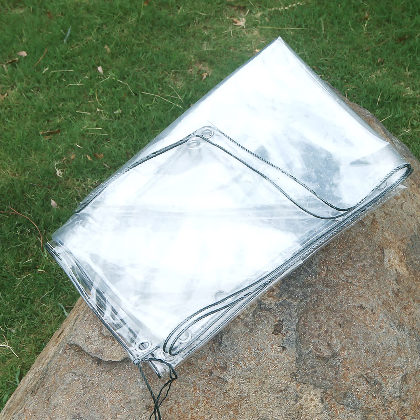 Heavy Duty Clear Waterproof PVC Tarp 0.3mm Thick with Reinforced Grommets - Tear Resistant Cover for Camping, Greenhouse, Car, Patio, Pavilion (2x6M/6.6x19.7ft) - Perfect for Outdoor Protection, Emergency Shelter & Equipment Covering