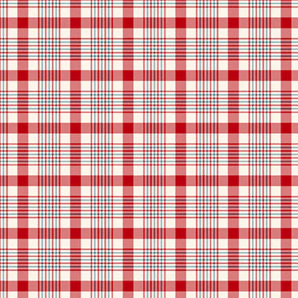 Buttermilk Basin Winter in Snowtown Fabric - Red Plaid Cotton Material by the Yard for Quilting, Sewing & Holiday Crafts