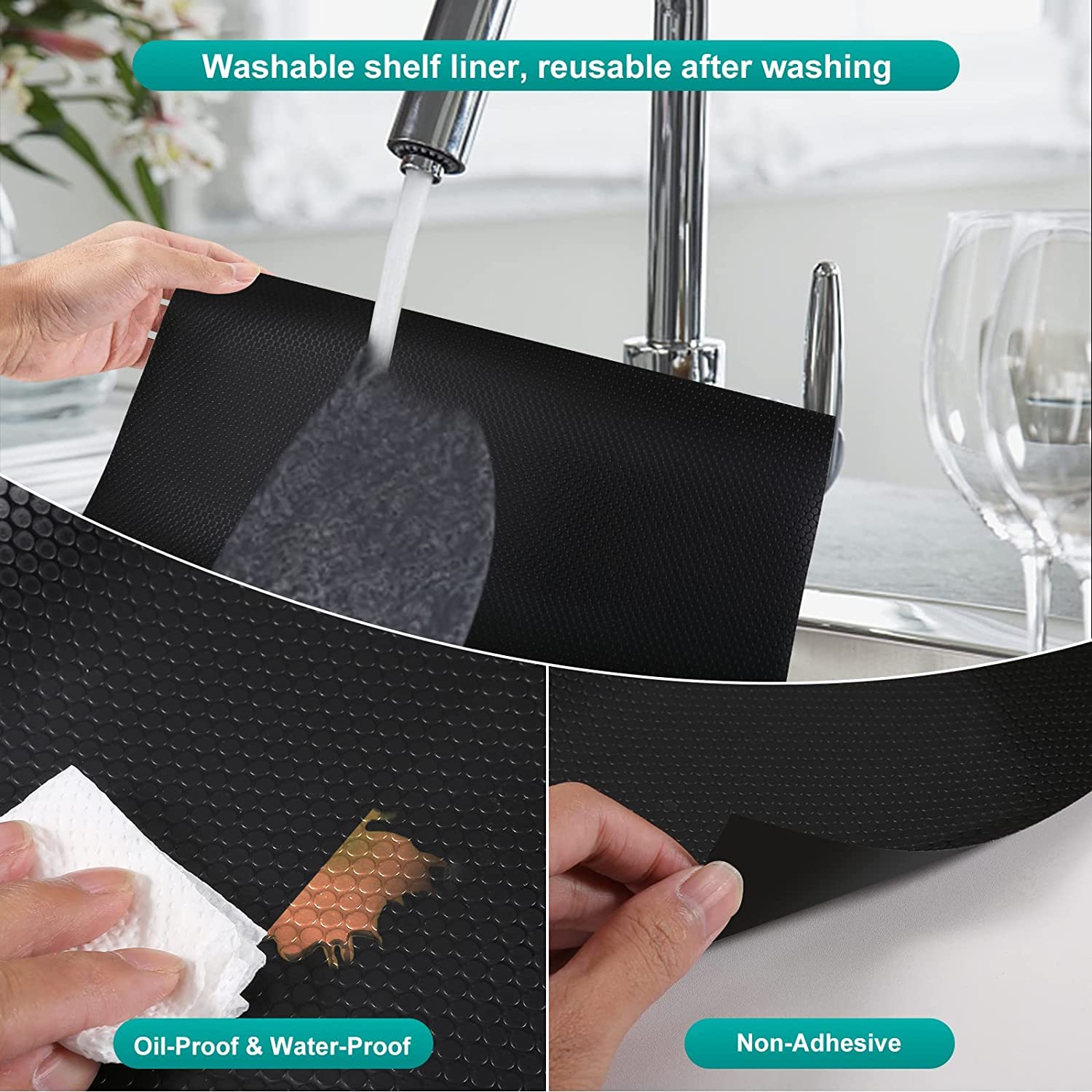 Non-Slip EVA Shelf Liners for Kitchen Cabinets - 17.7